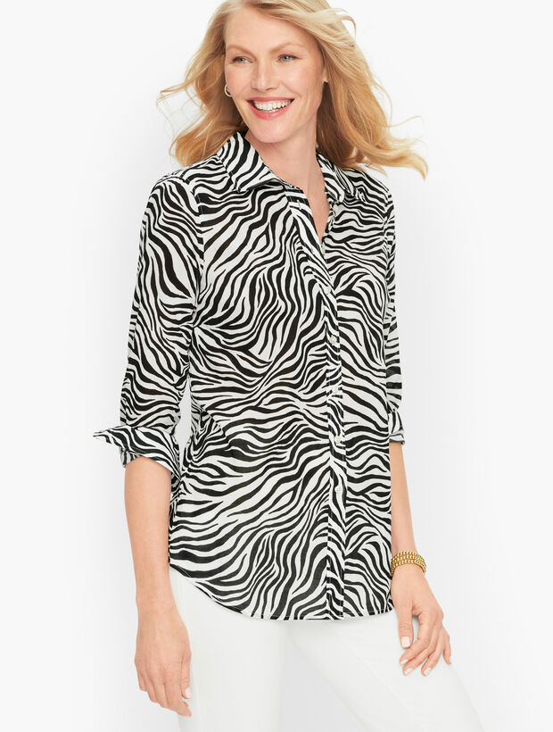 Button Front Zebra Shirt
