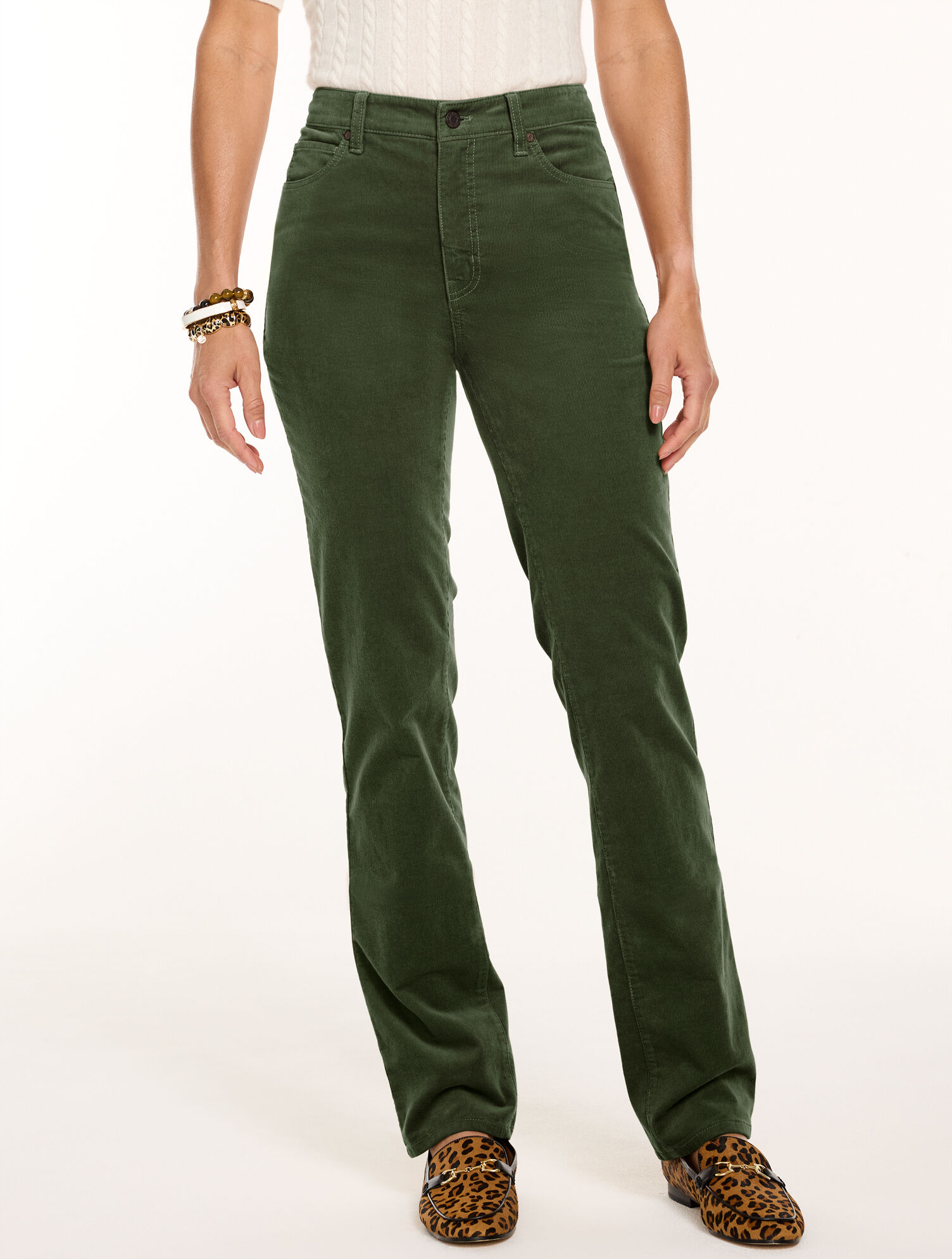 Stretch Corduroy Straight Leg Pants