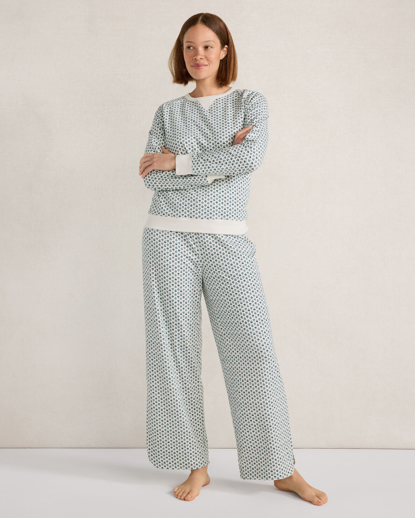 Organic Cotton Jersey Foulard Print Pajama Pants