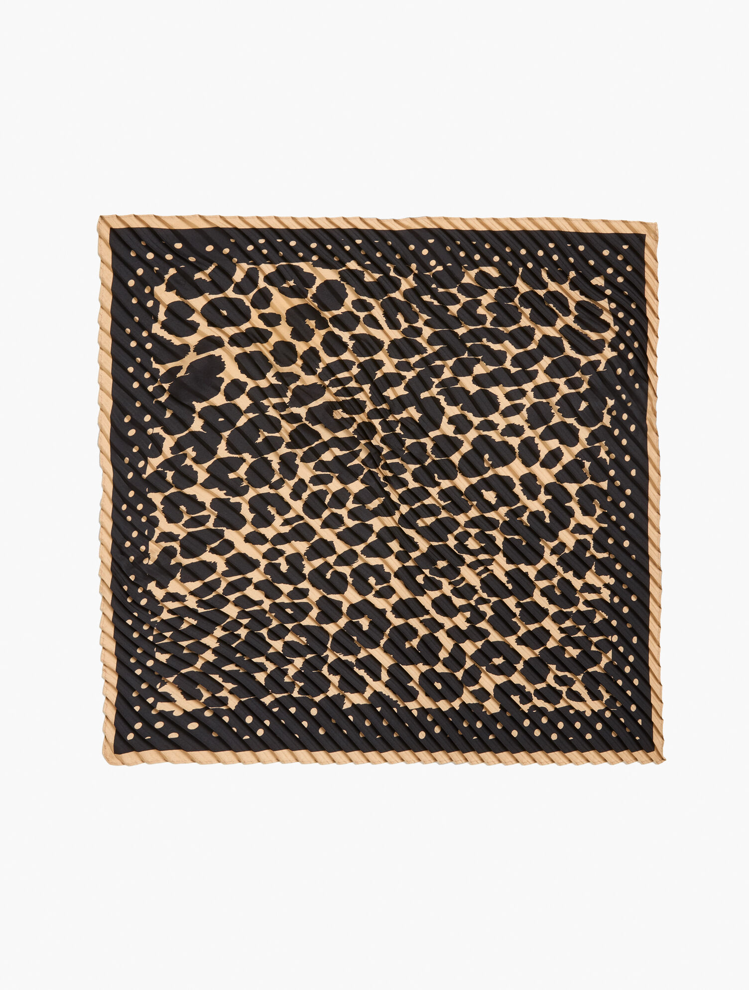 Dots &amp; Animal Pleated Silk Square Scarf