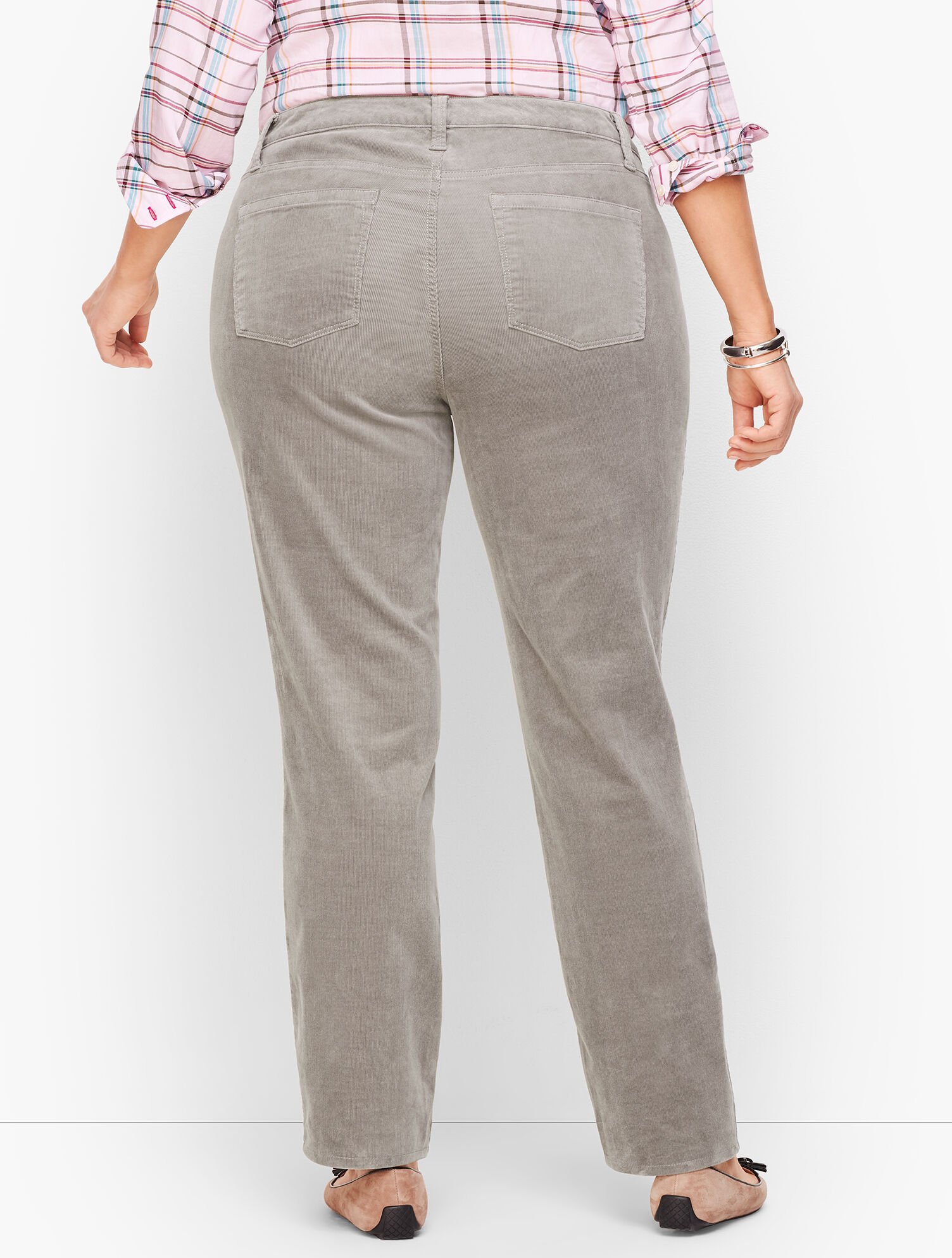 Stretch Corduroy Straight Leg Pants - Curvy Fit