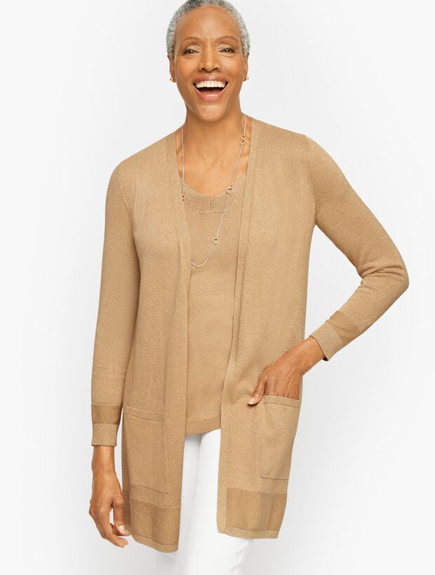 Lurex Open Front Cardigan Talbots
