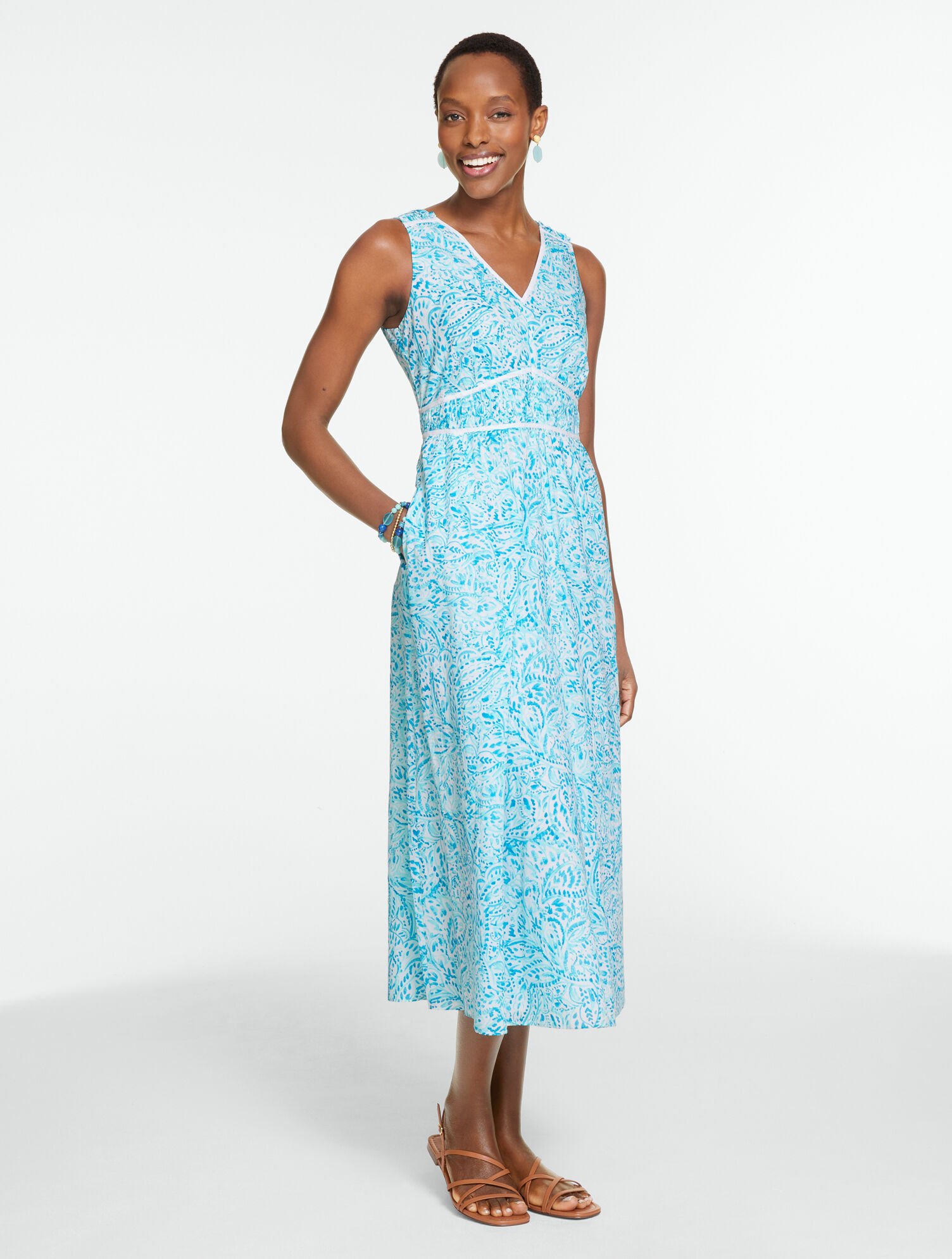 Voile Fit &amp; Flare Dress - Watercolor Medallion