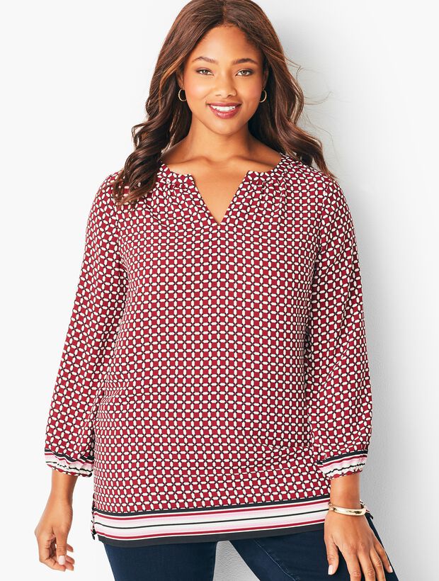Geo Print Off-Shoulder Blouse