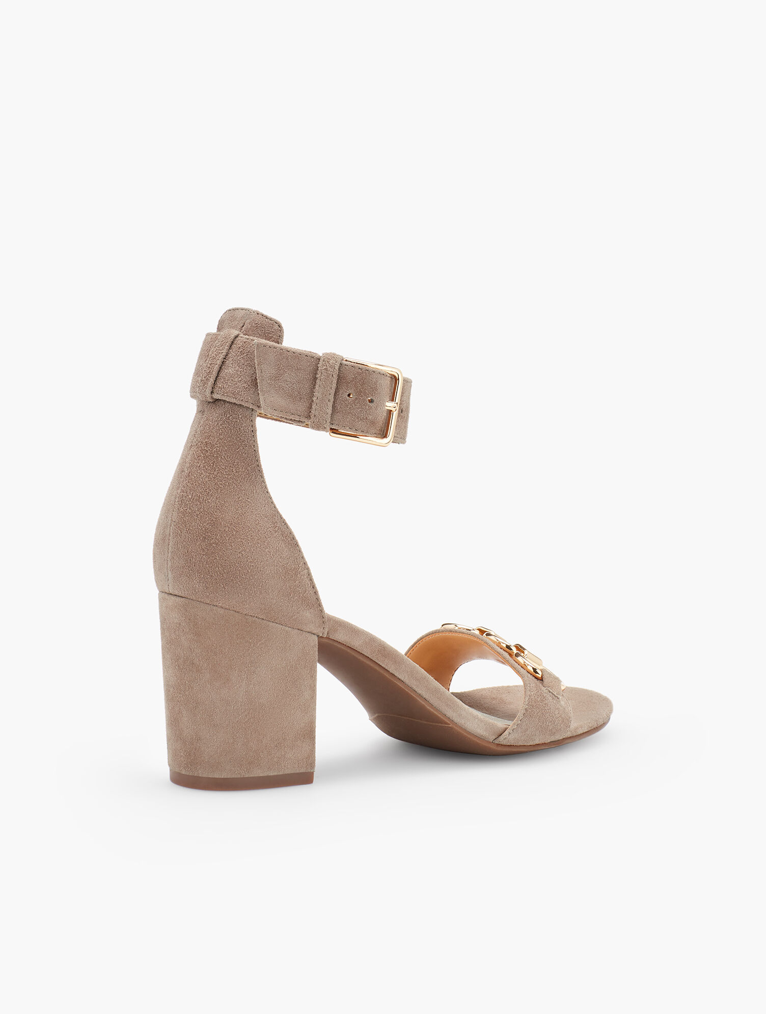 Beatrice Chain  Link Block Heel Sandals - Suede