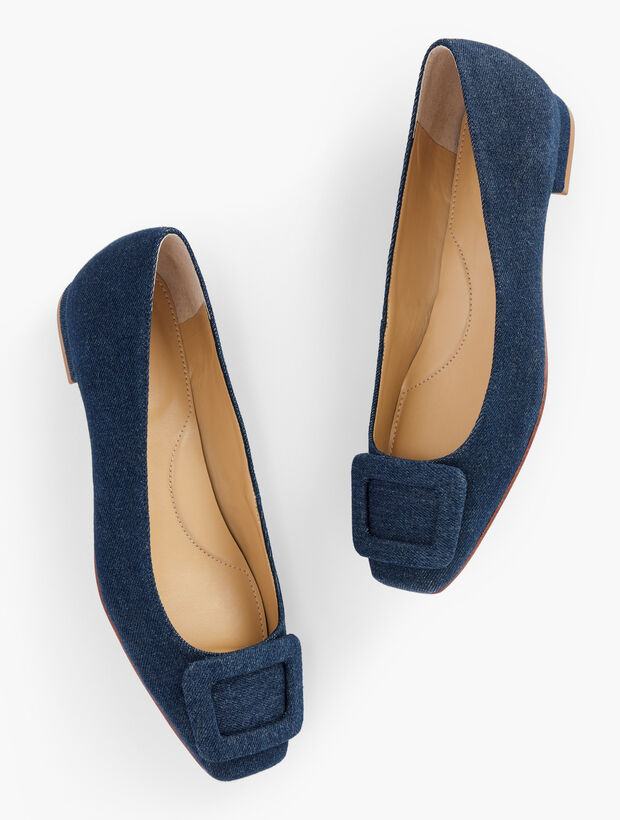 Sutton Buckle Flats Denim Talbots