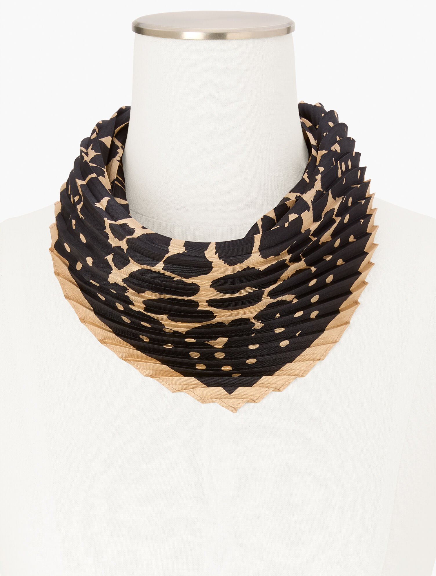 Dots &amp; Animal Pleated Silk Square Scarf