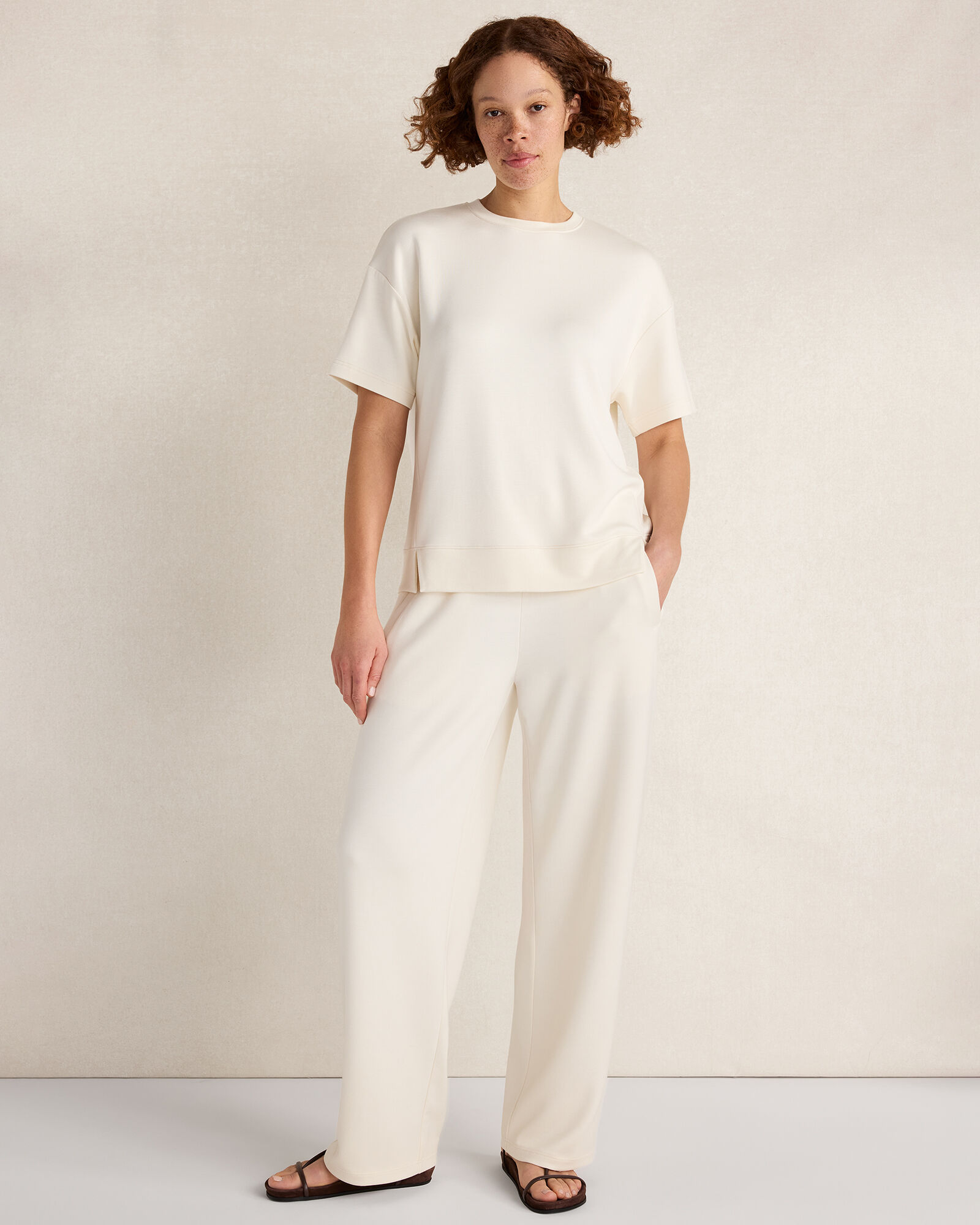 Soft Knit Relaxed Barrel Leg Pants