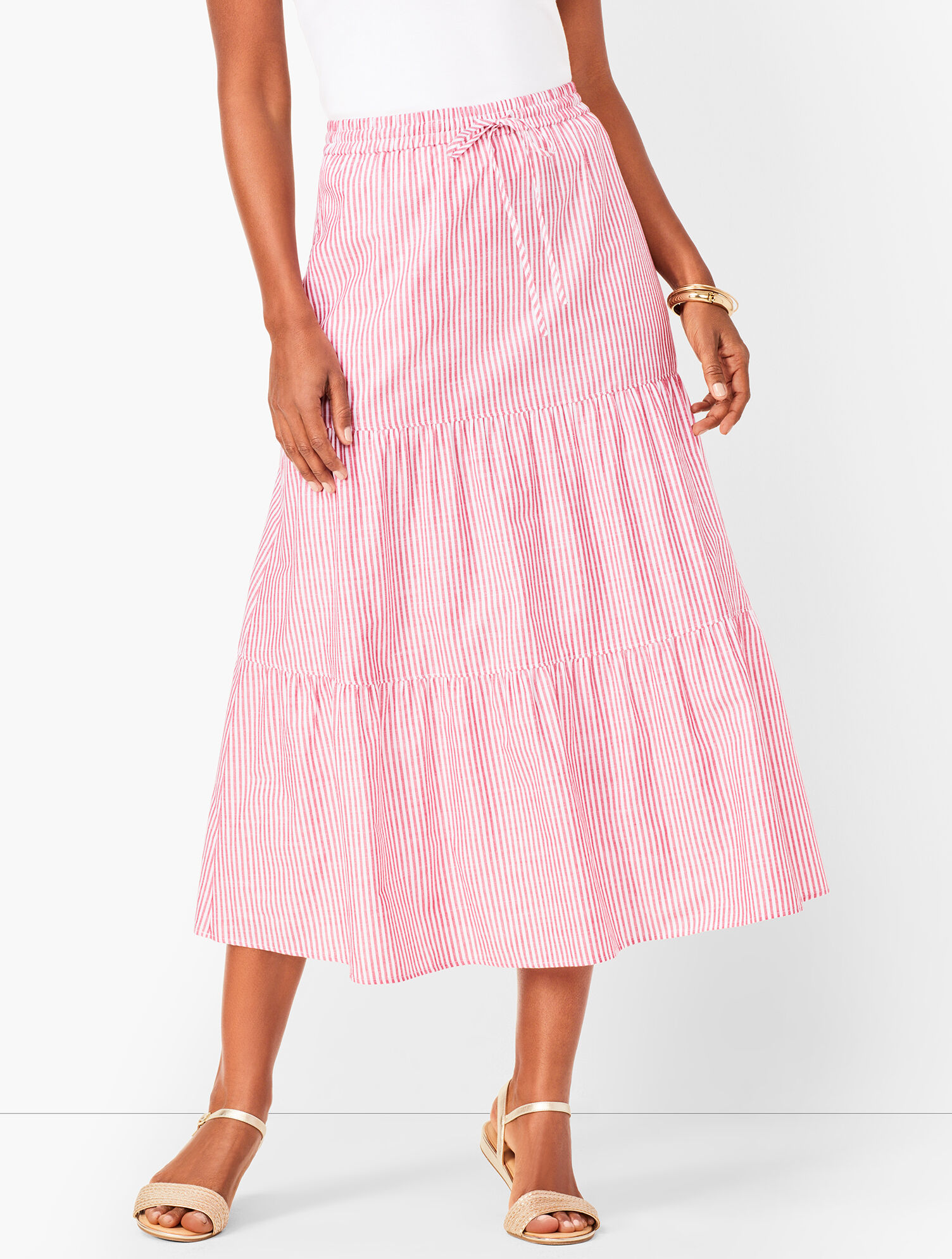 Tiered Cotton Midi Skirt
