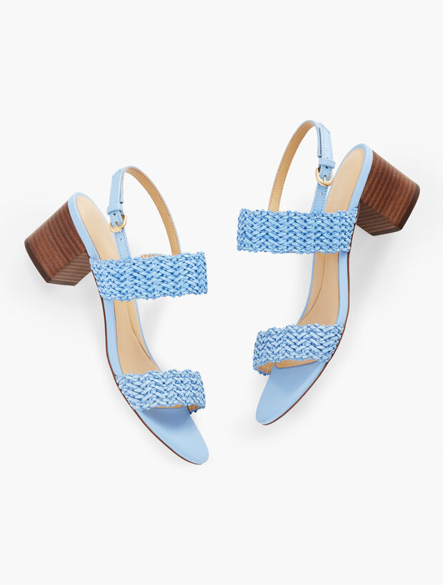 Mimi Woven Block Heel Sandals Talbots