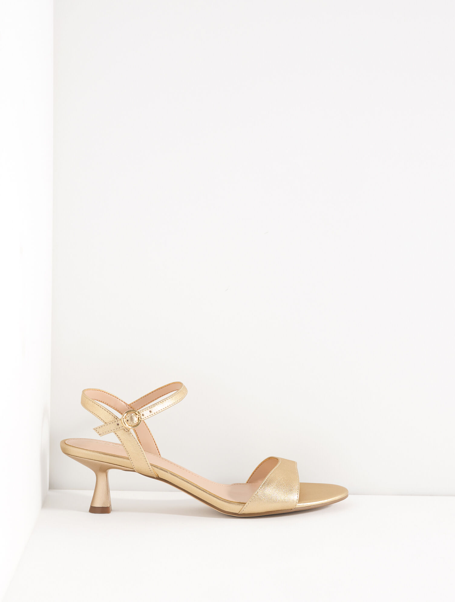 Dottie Metallic Nappa Kitten Heel Sandals
