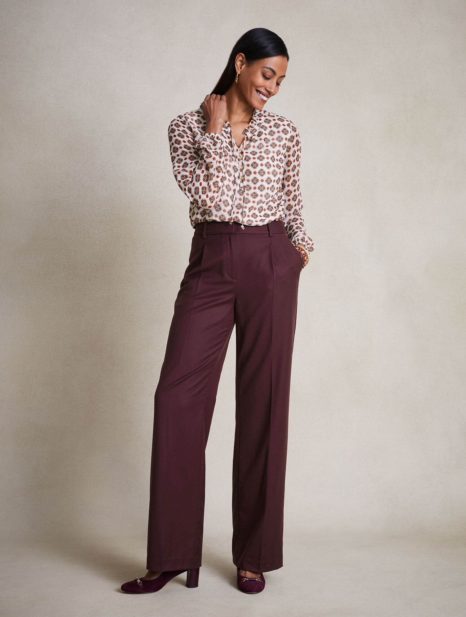 Luxe Italian Stretch Flannel Wide Leg Pants | Talbots