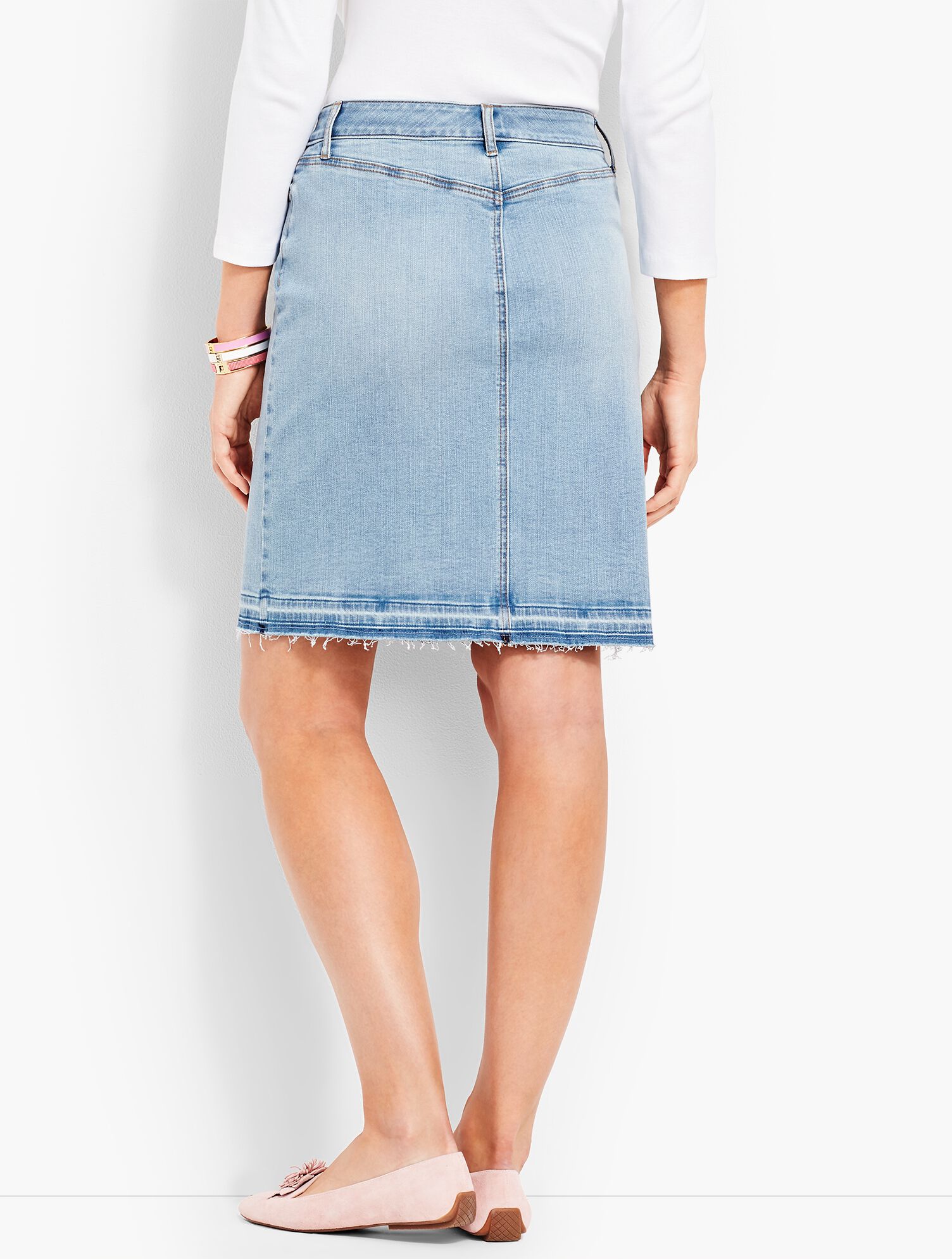 Denim Pencil Skirt - Polished Frayed Hem