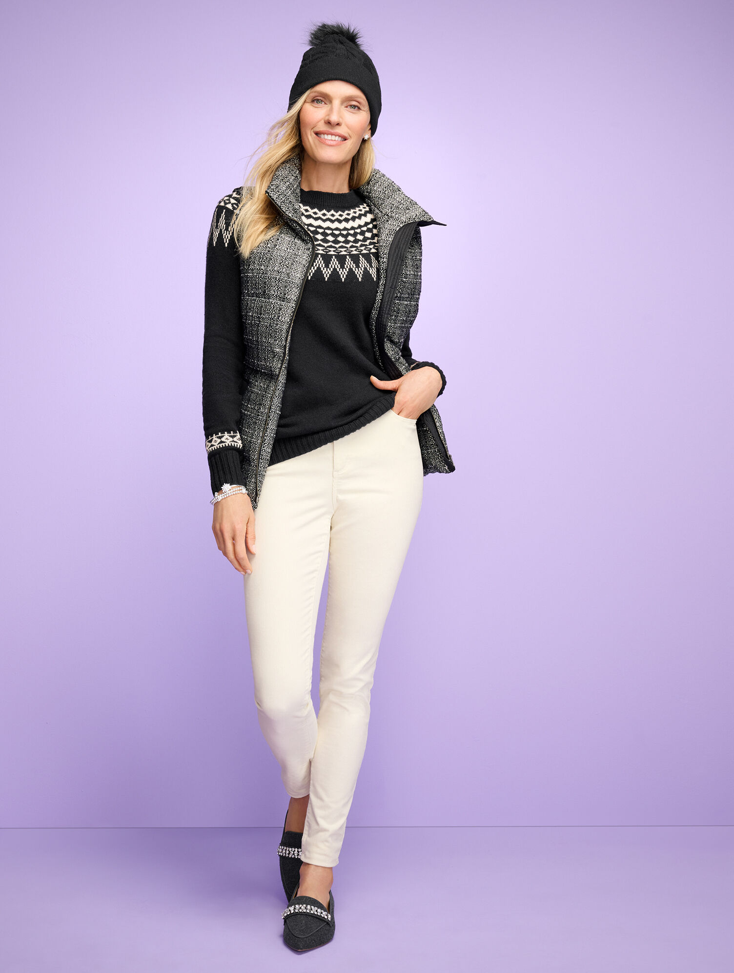 トップス bluelea Dot tweed fur gilet black James Overcheck Tweed Gilet in Blue | Blarney