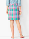 Madras Plaid Linen-Blend Skirt