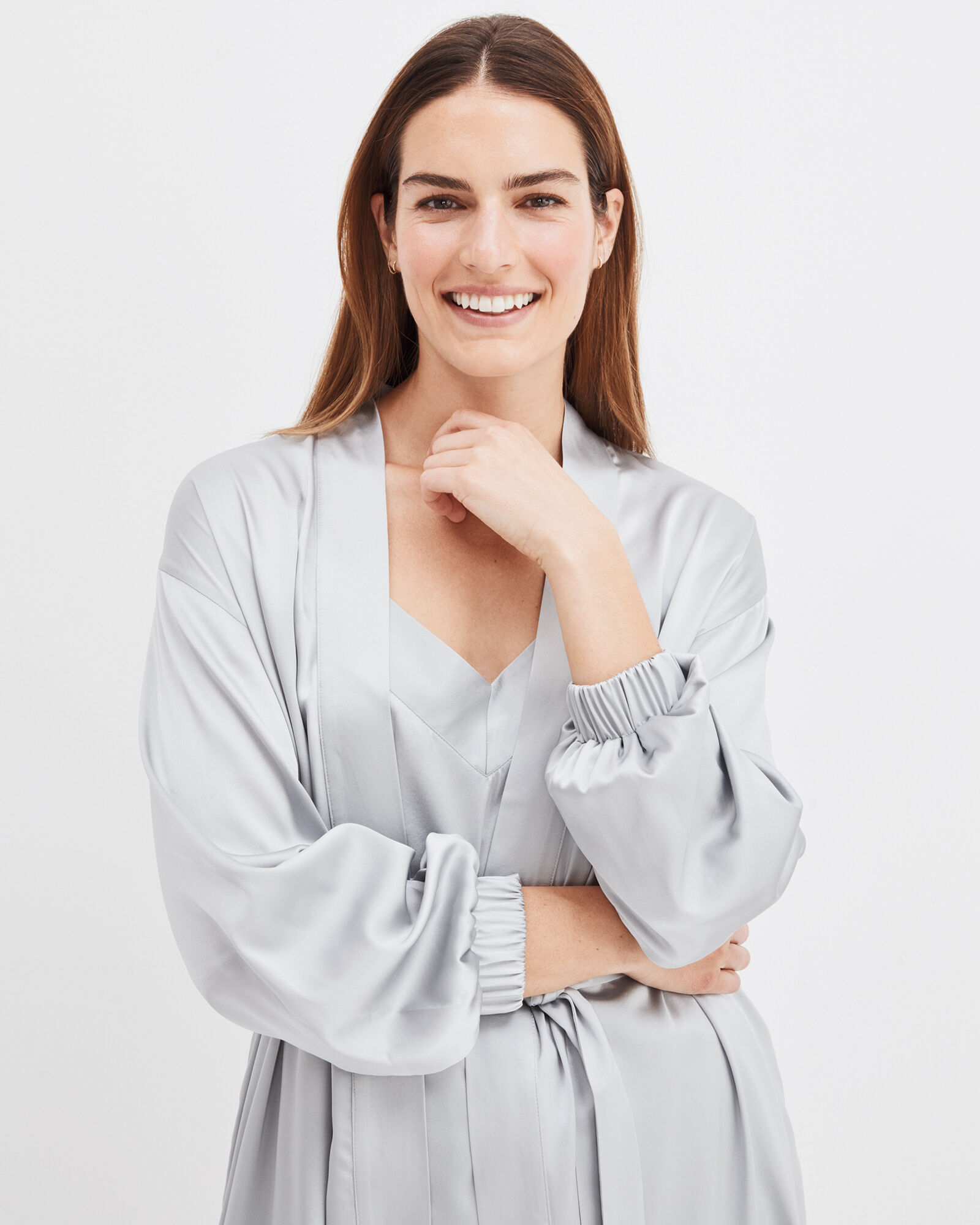 Washable Silk Puff Sleeve Robe