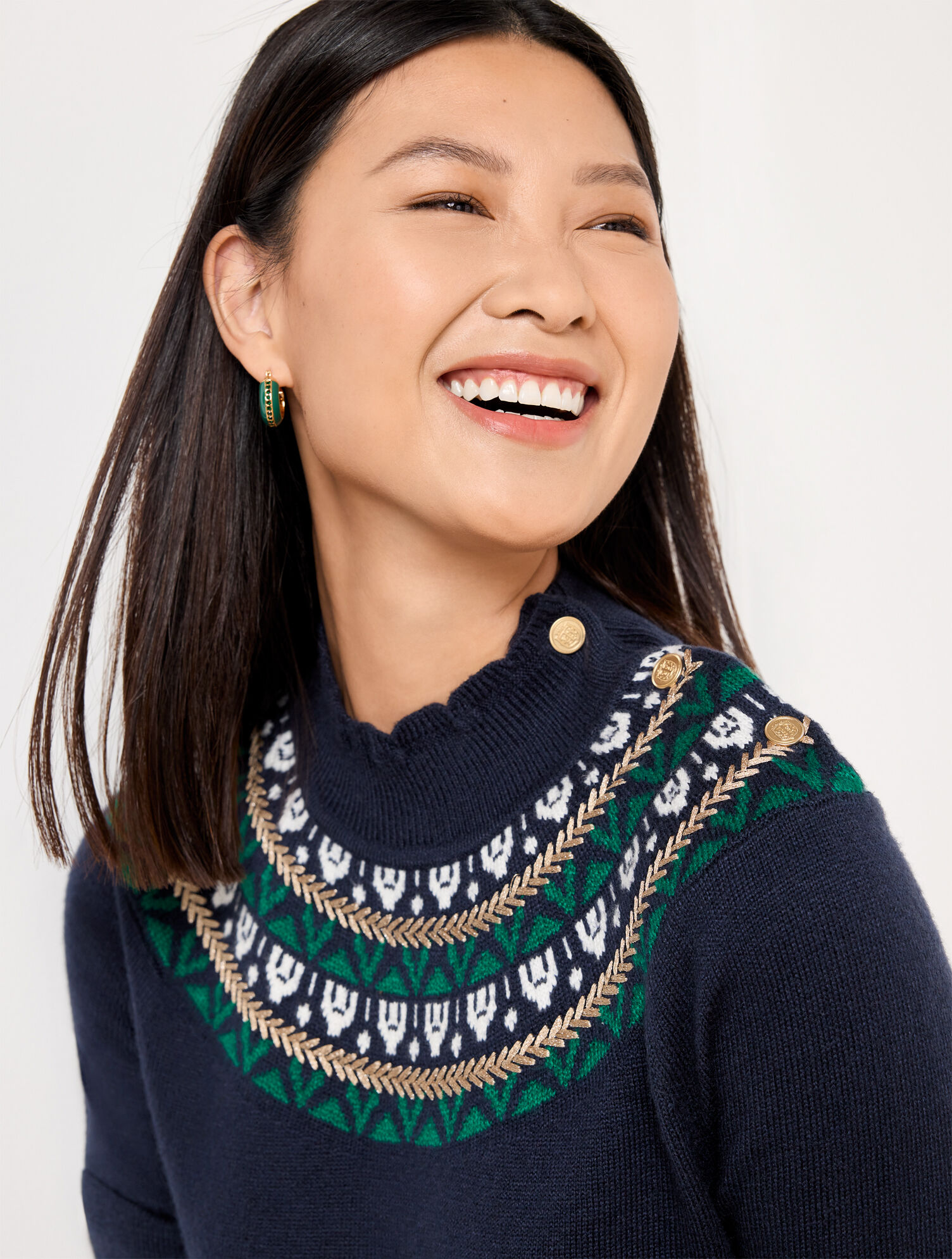 Embroidered Shift Sweater Dress - Fair Isle | Talbots