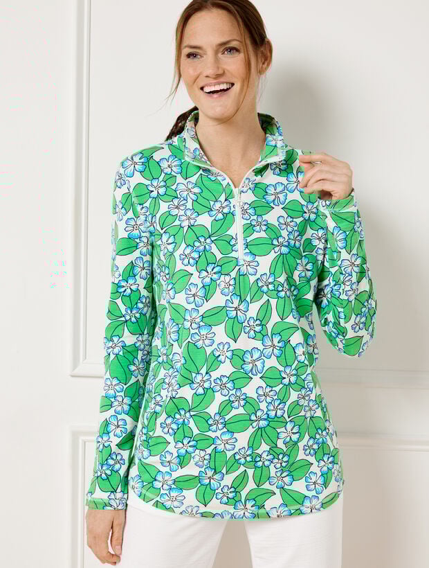 Cozy Crush Half-Zip Pullover Floral Fields Talbots