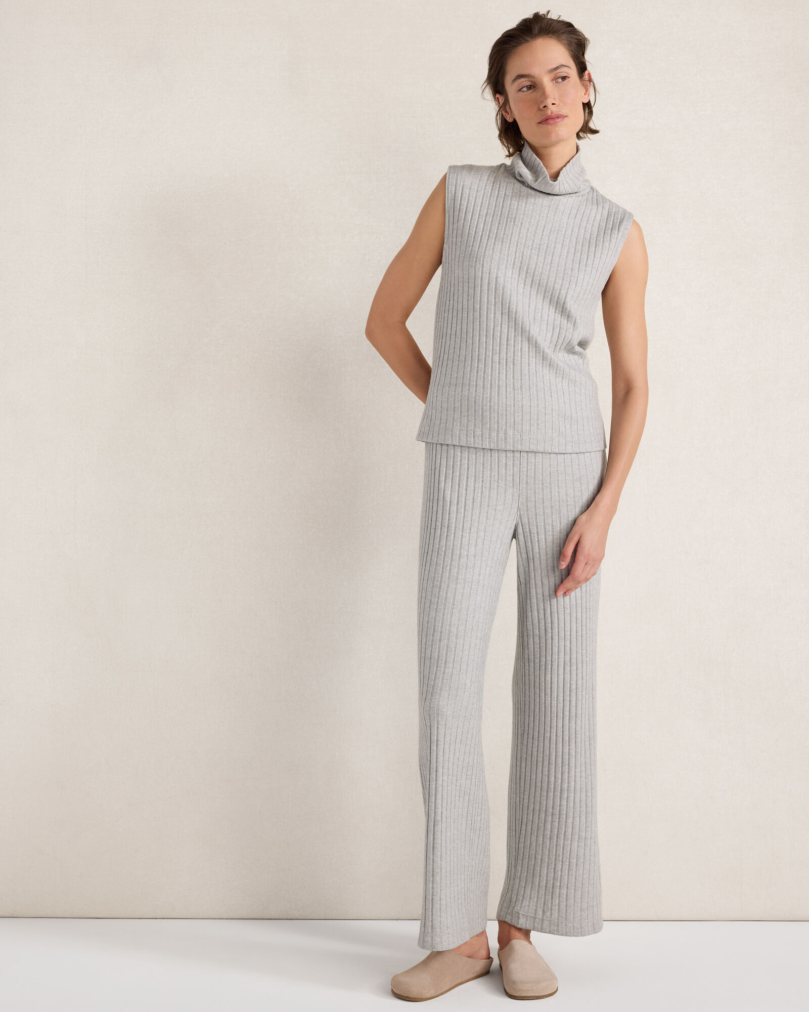 Wide Rib Wide Leg Pants