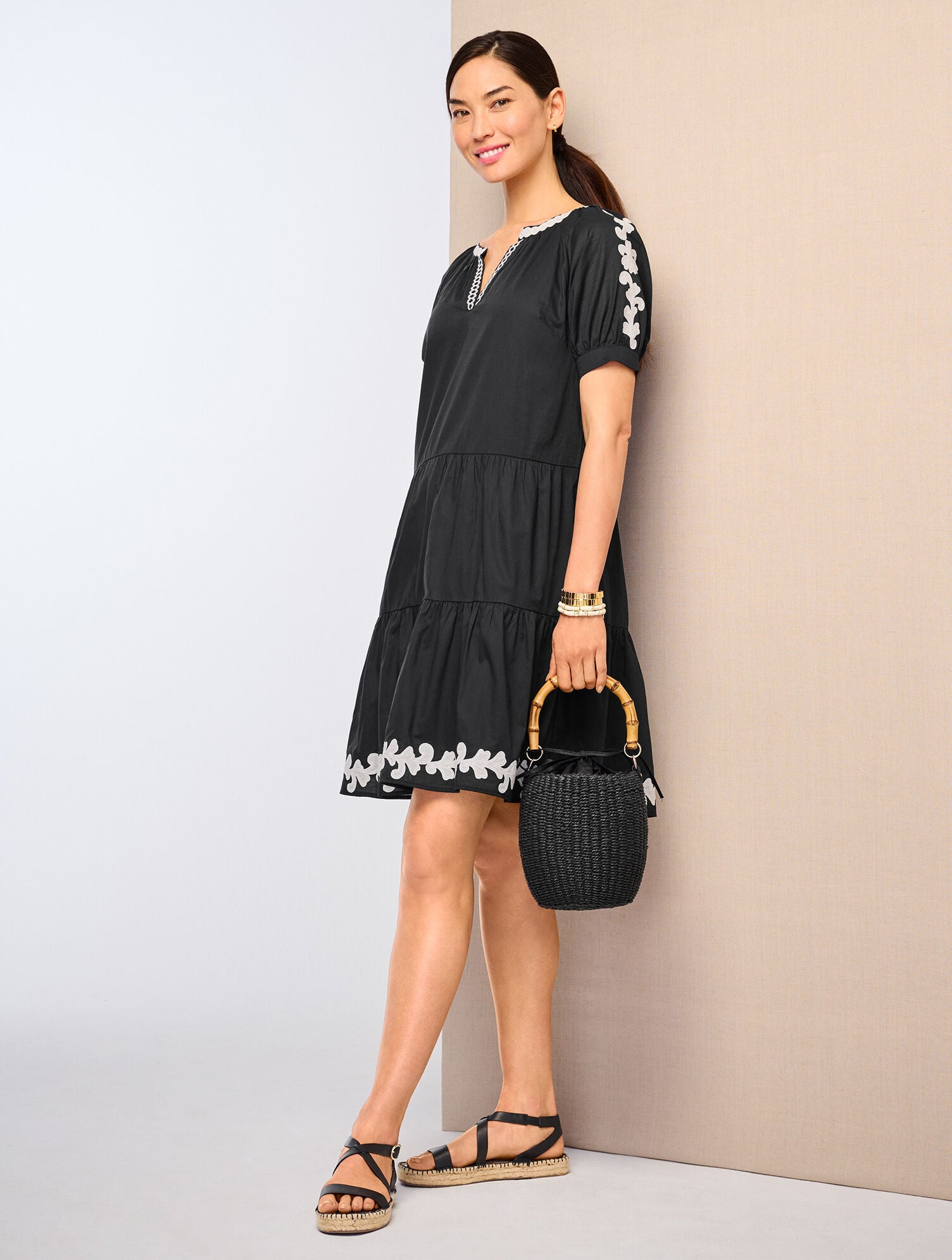 Embroidered Tiered Dress | Talbots Embroidered Tiered Dress | Talbots