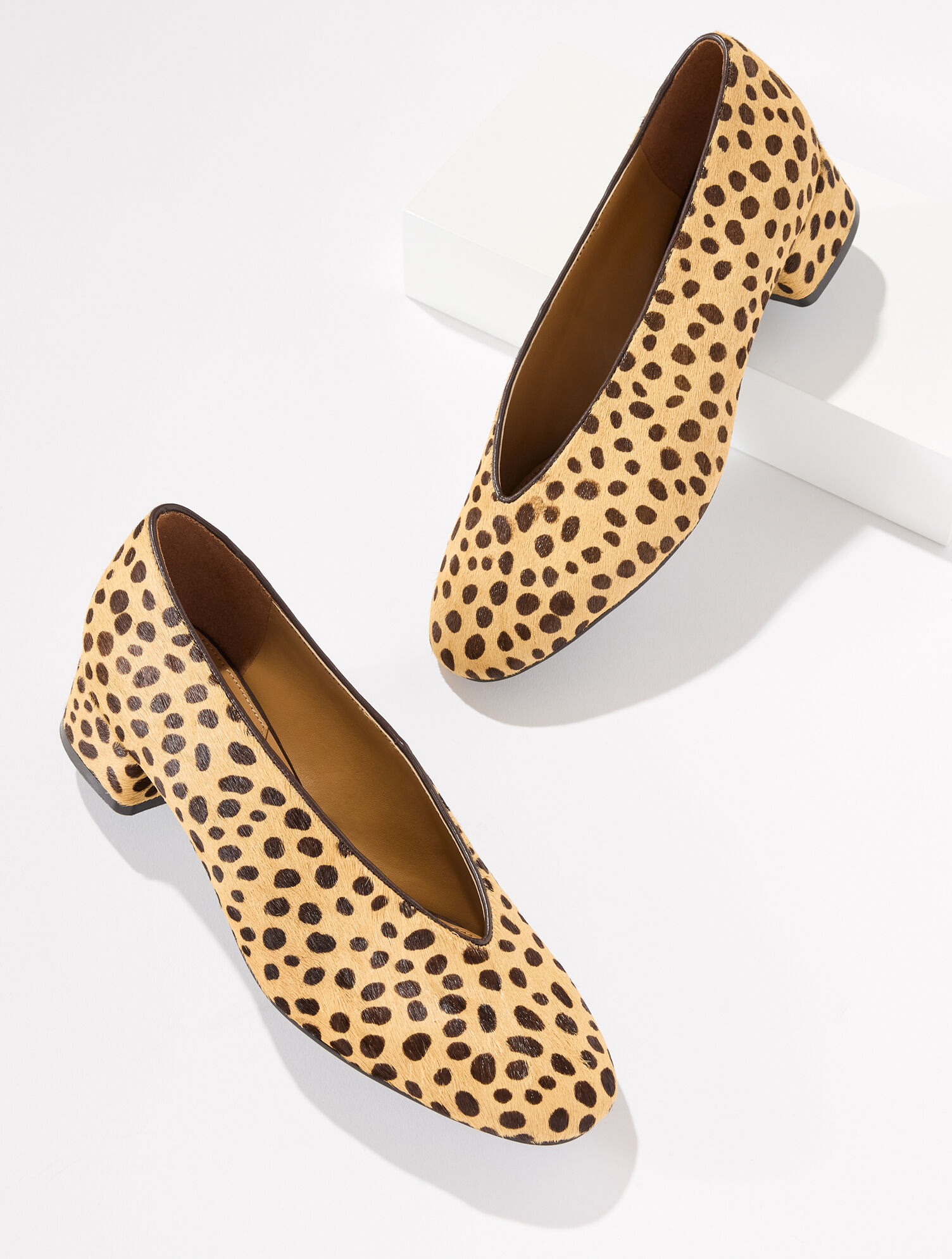 Winona Nappa Block Heel Pumps - Dotted Calf Hair