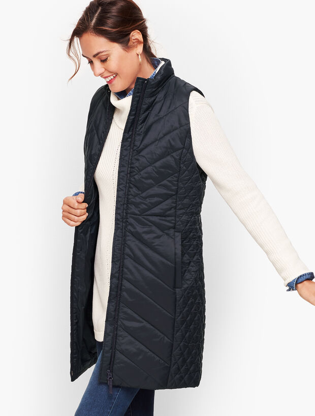 Down Alternative Long Puffer Vest Talbots