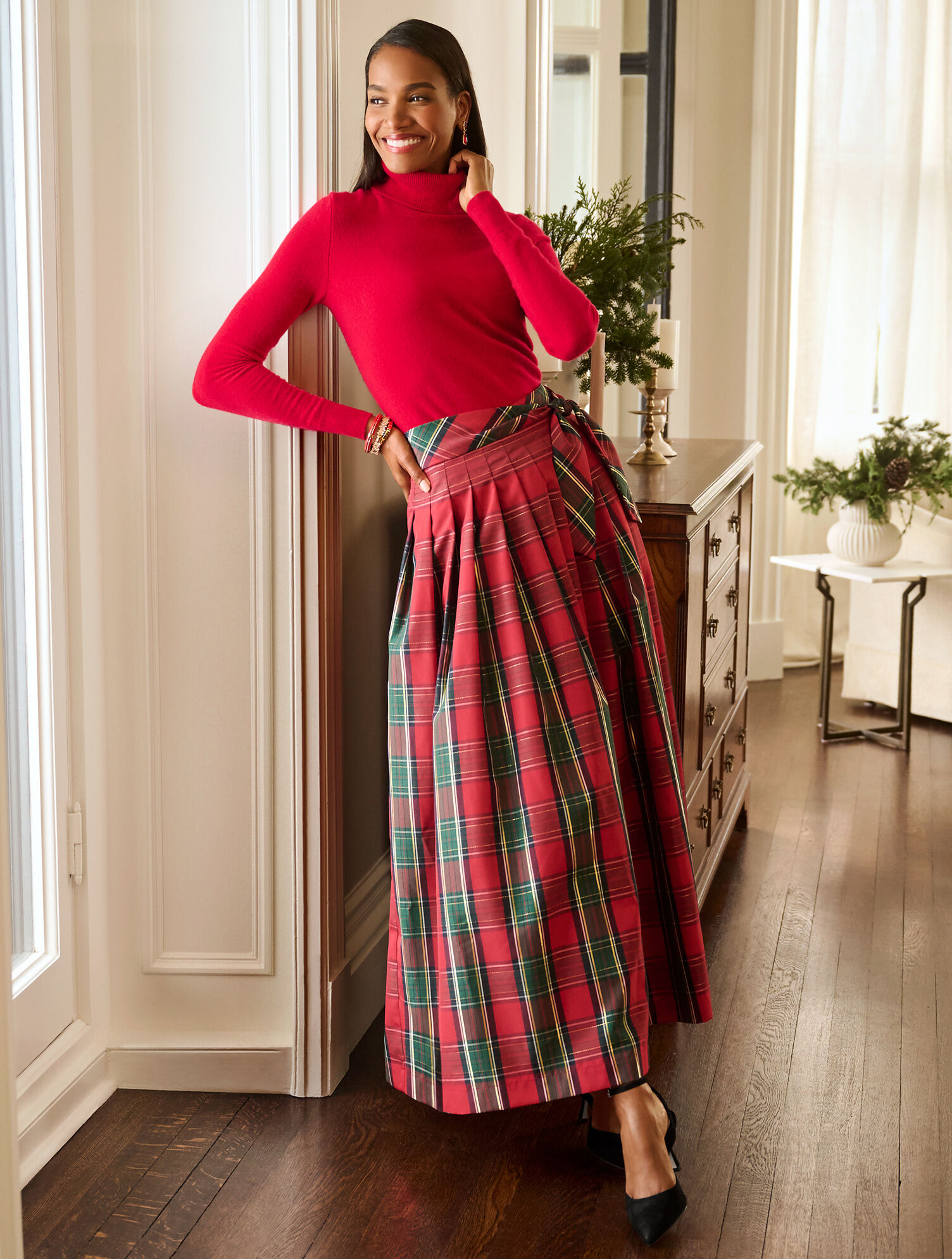 Taffeta Fit & Flare Skirt - Plaid | Talbots
