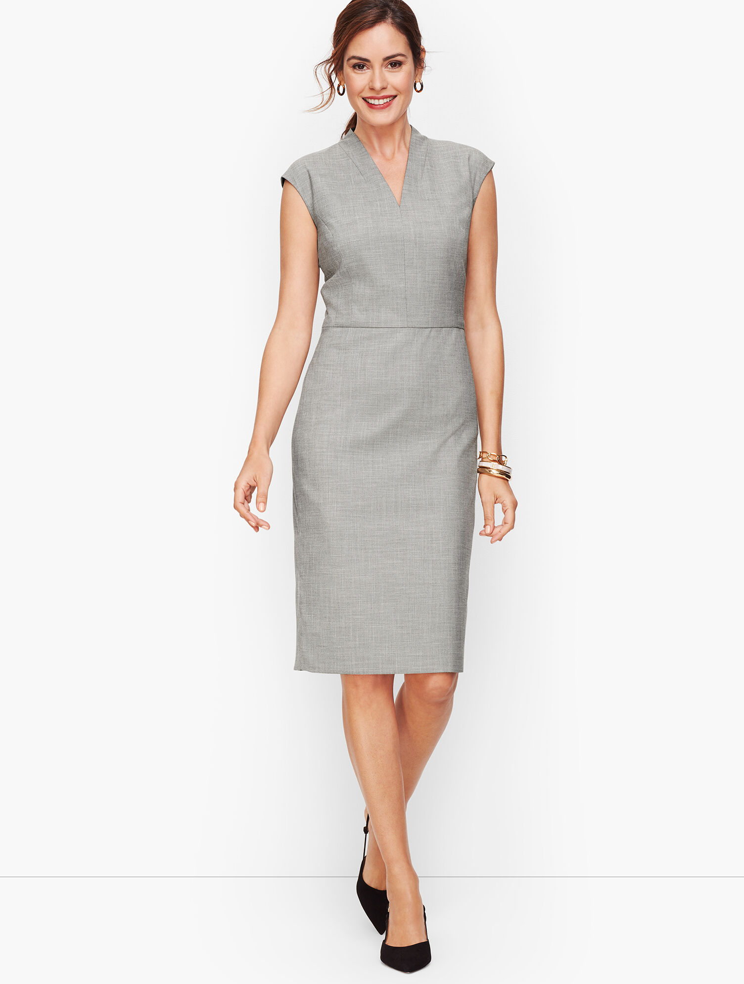 Tailored Sharkskin Sheath Dress Talbots