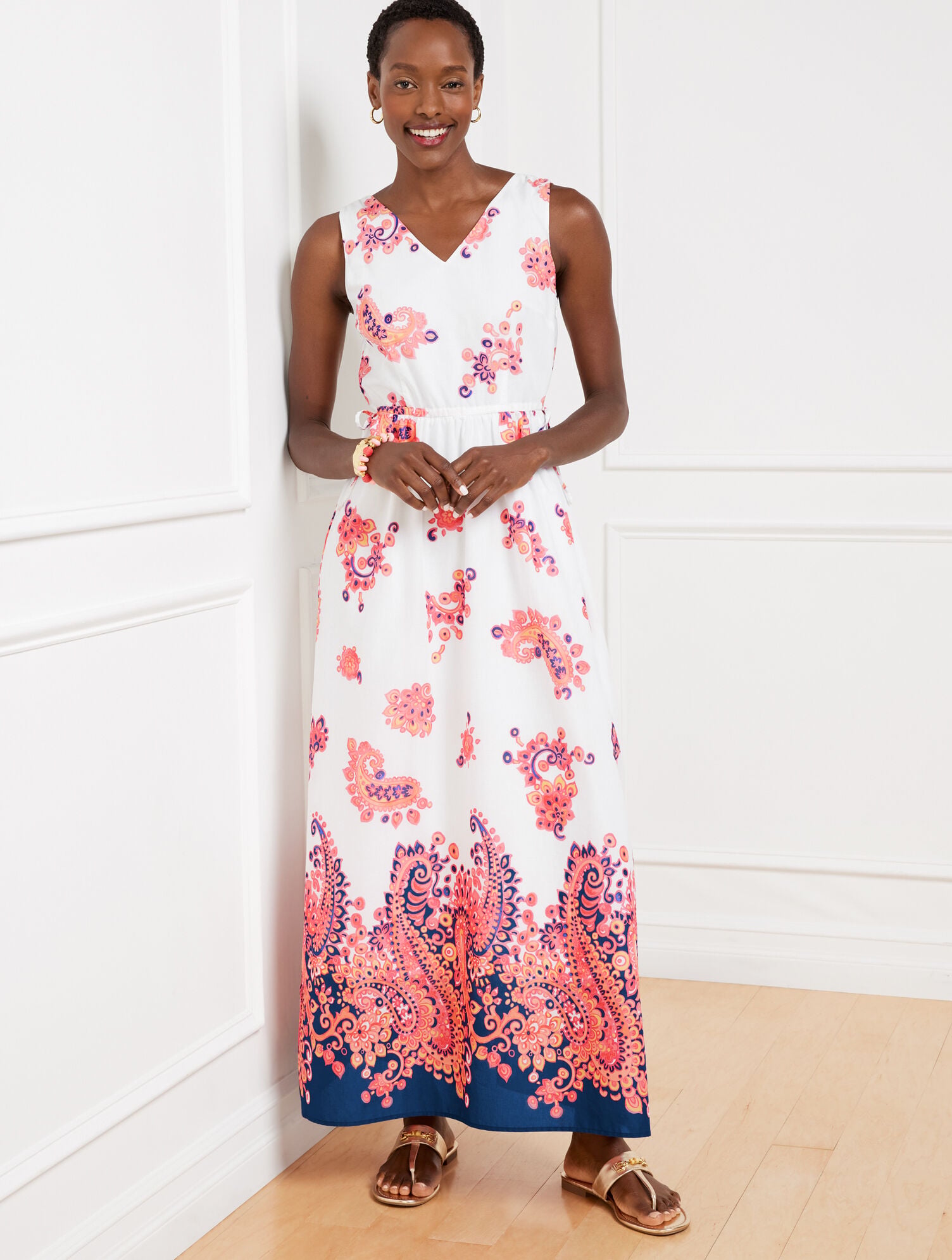 knee length dresses for ladies Arizona White Orchid Print Maxi Dress - 18