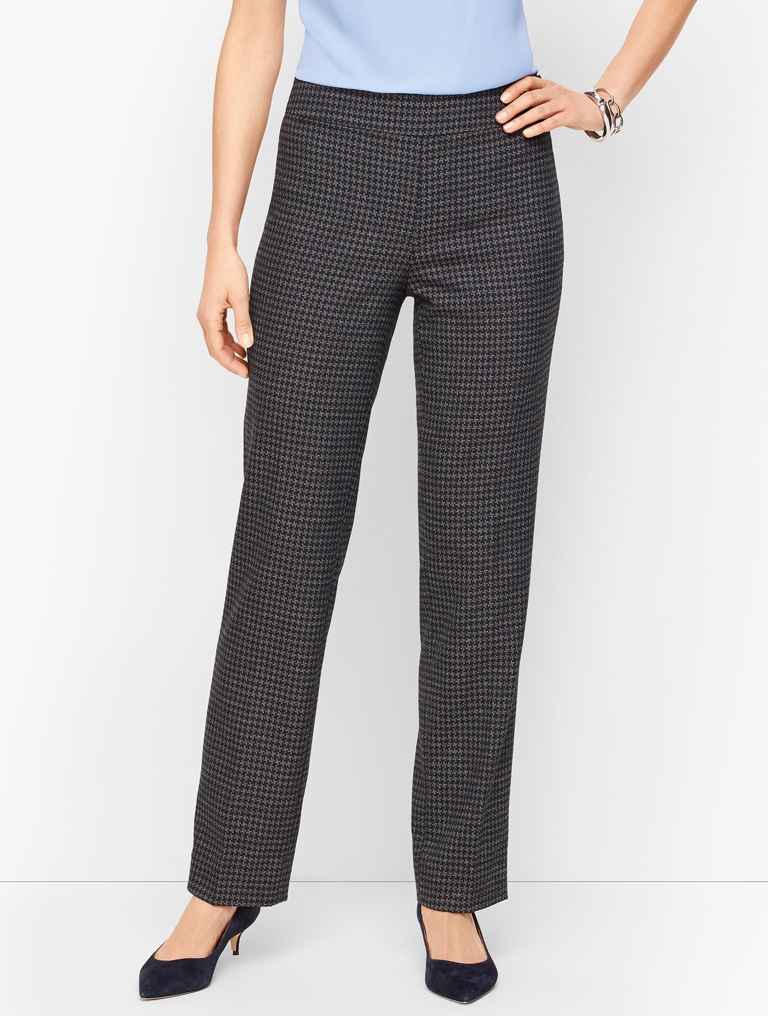 Houndstooth Tweed Straight Leg Pants | Talbots
