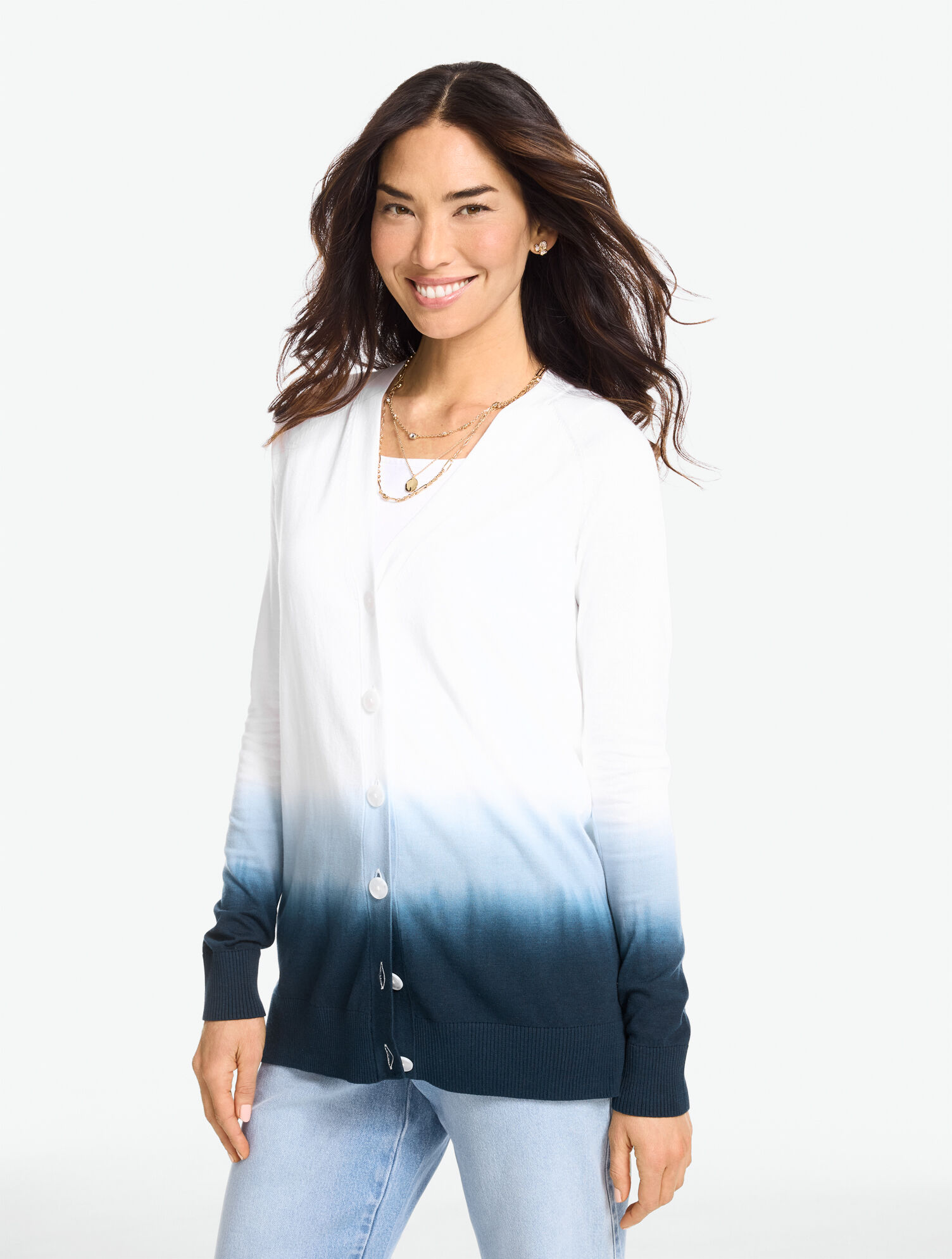 V-Neck Girlfriend Cardigan - Dip Dye