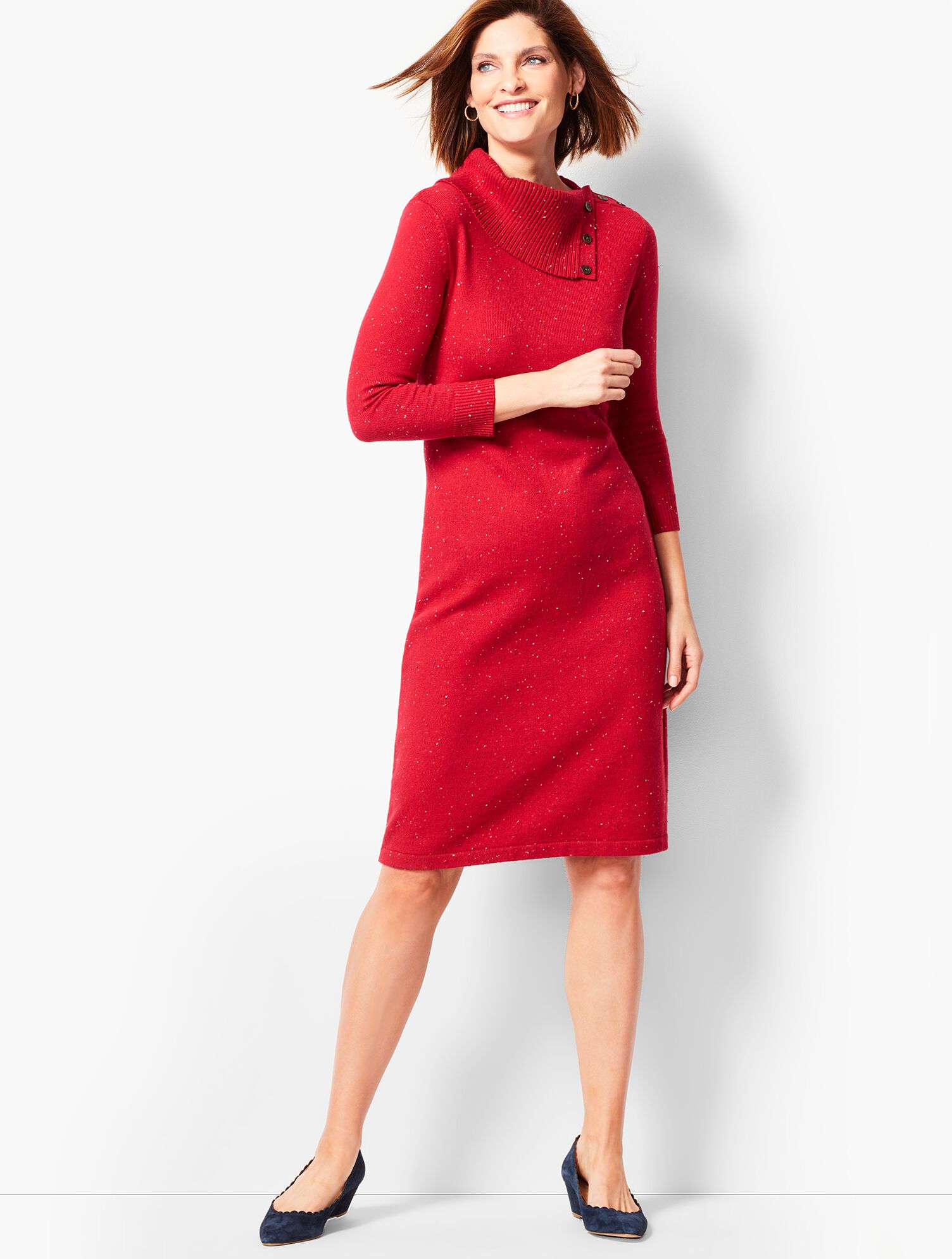 knee length dresses for ladies Let's See Heather Grey Cowl Neck Sweater Dress – Shop the Mint main image 1