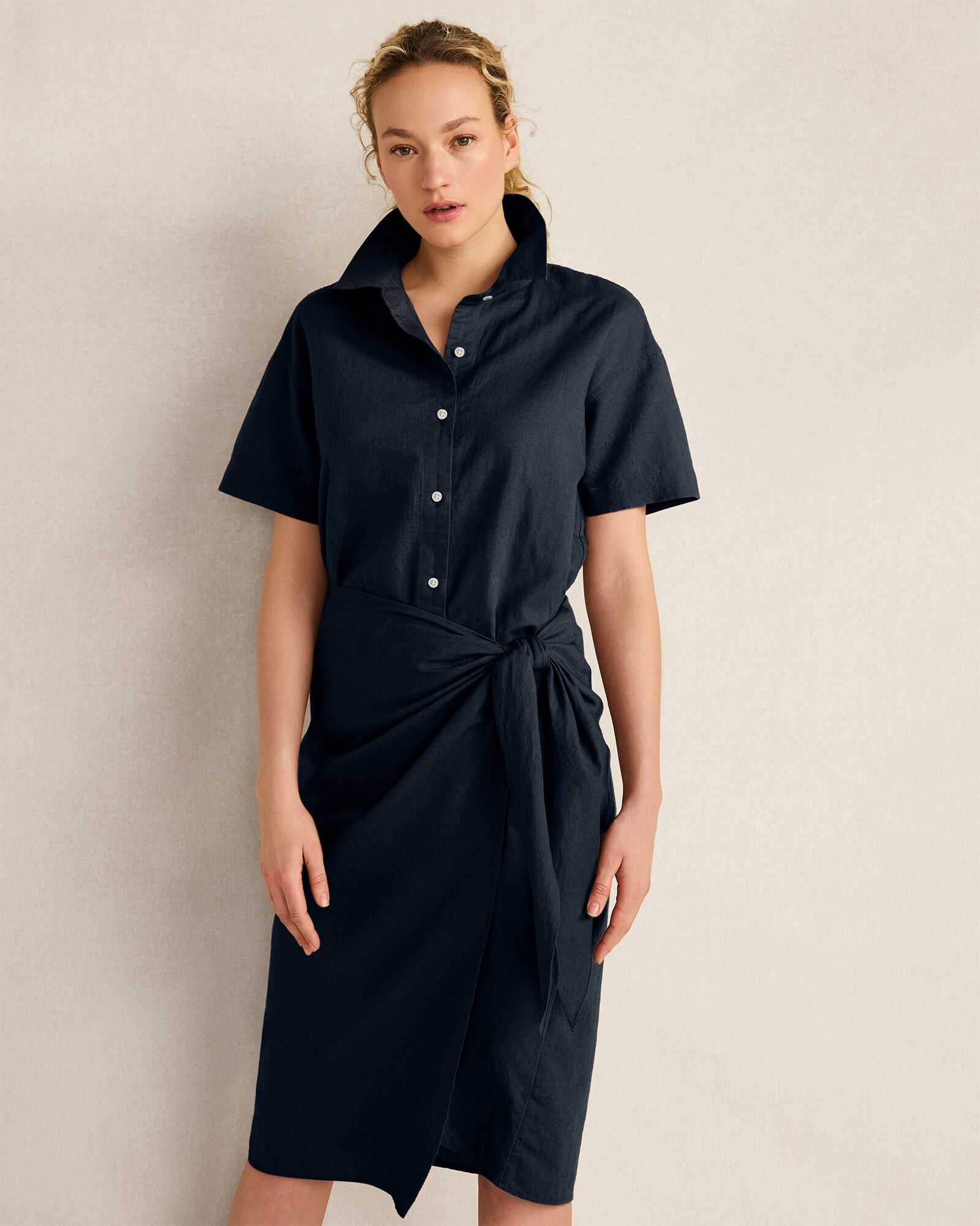 Organic Cotton Linen Wrap Dress