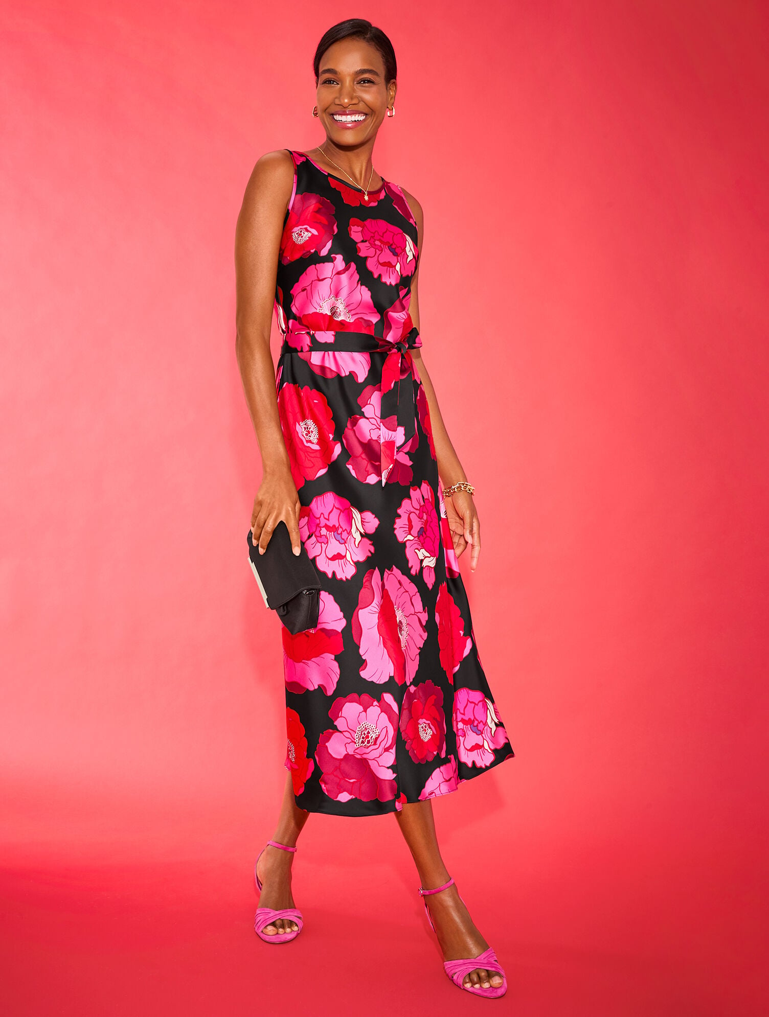 white christmas dresses Santana Floral Satin Maxi Dress main image 0