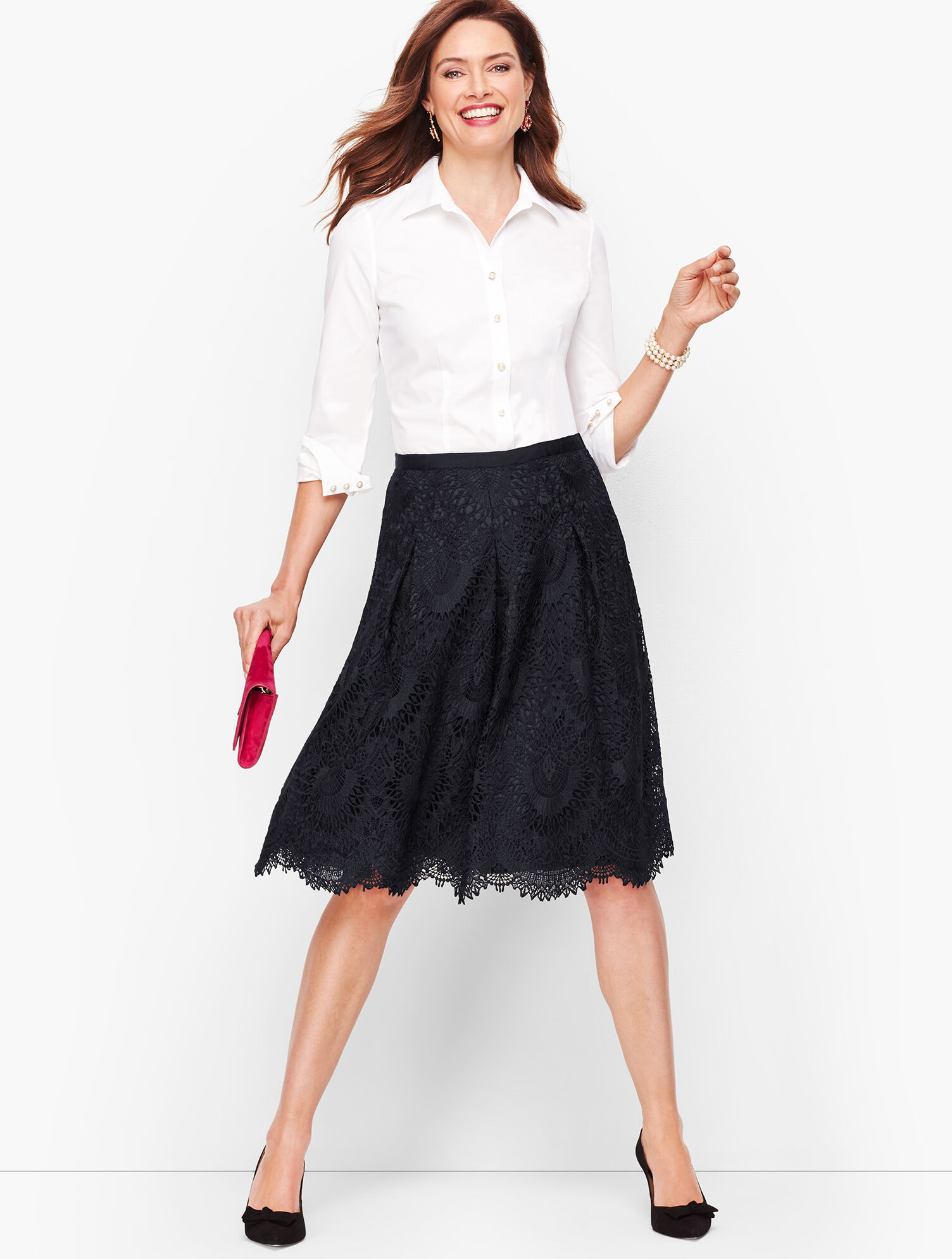 Pleated Lace Full Skirt