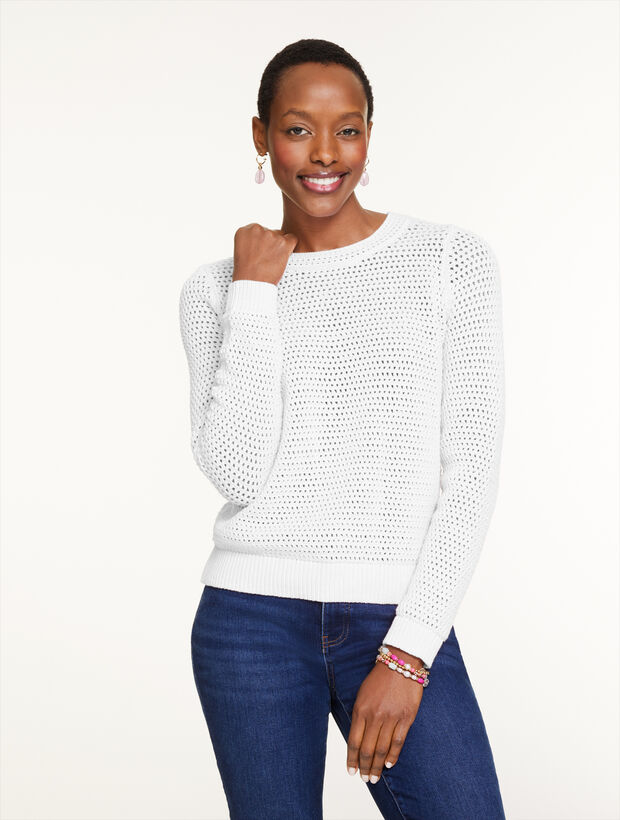 Open Stitch Crewneck Sweater