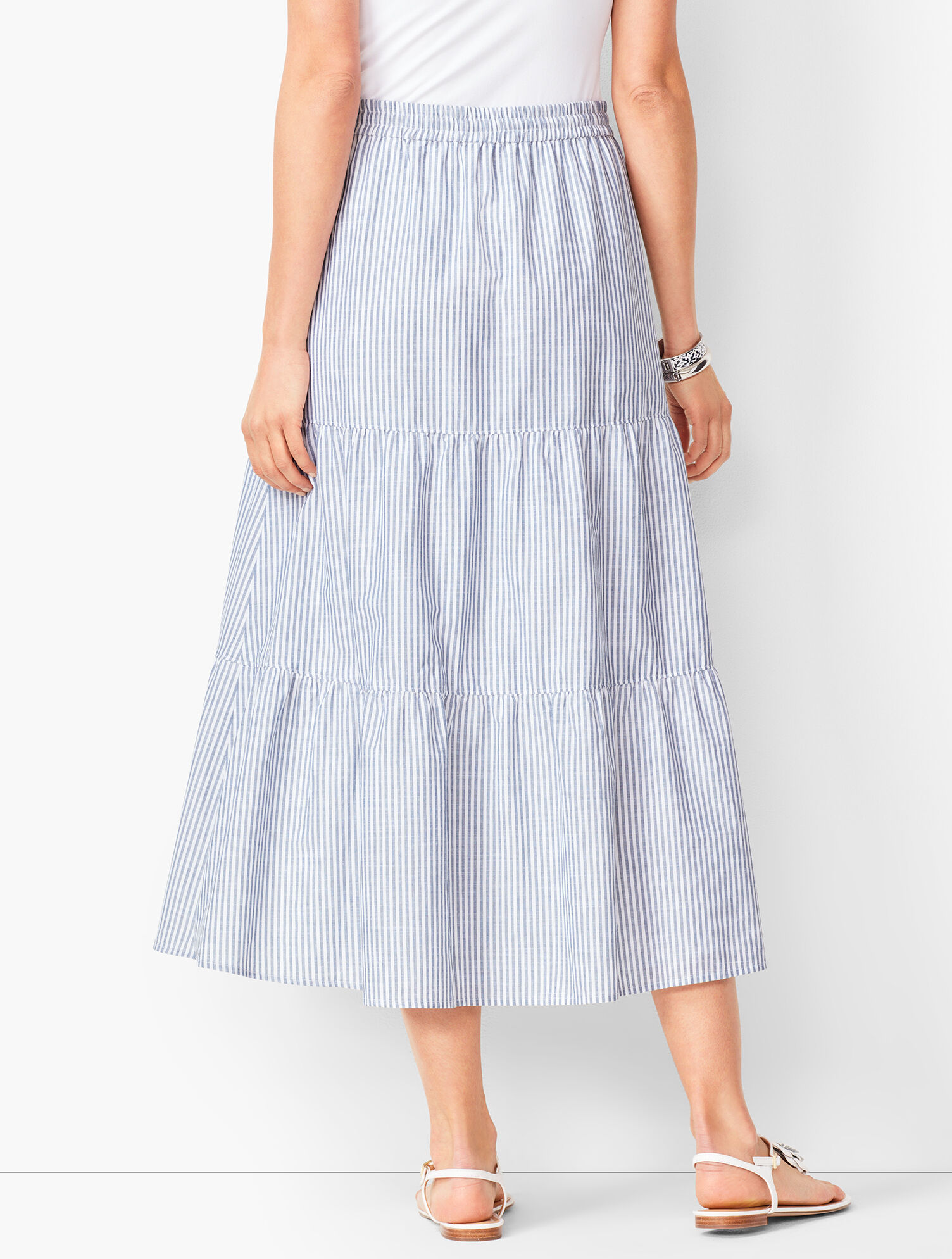 Tiered Cotton Midi Skirt