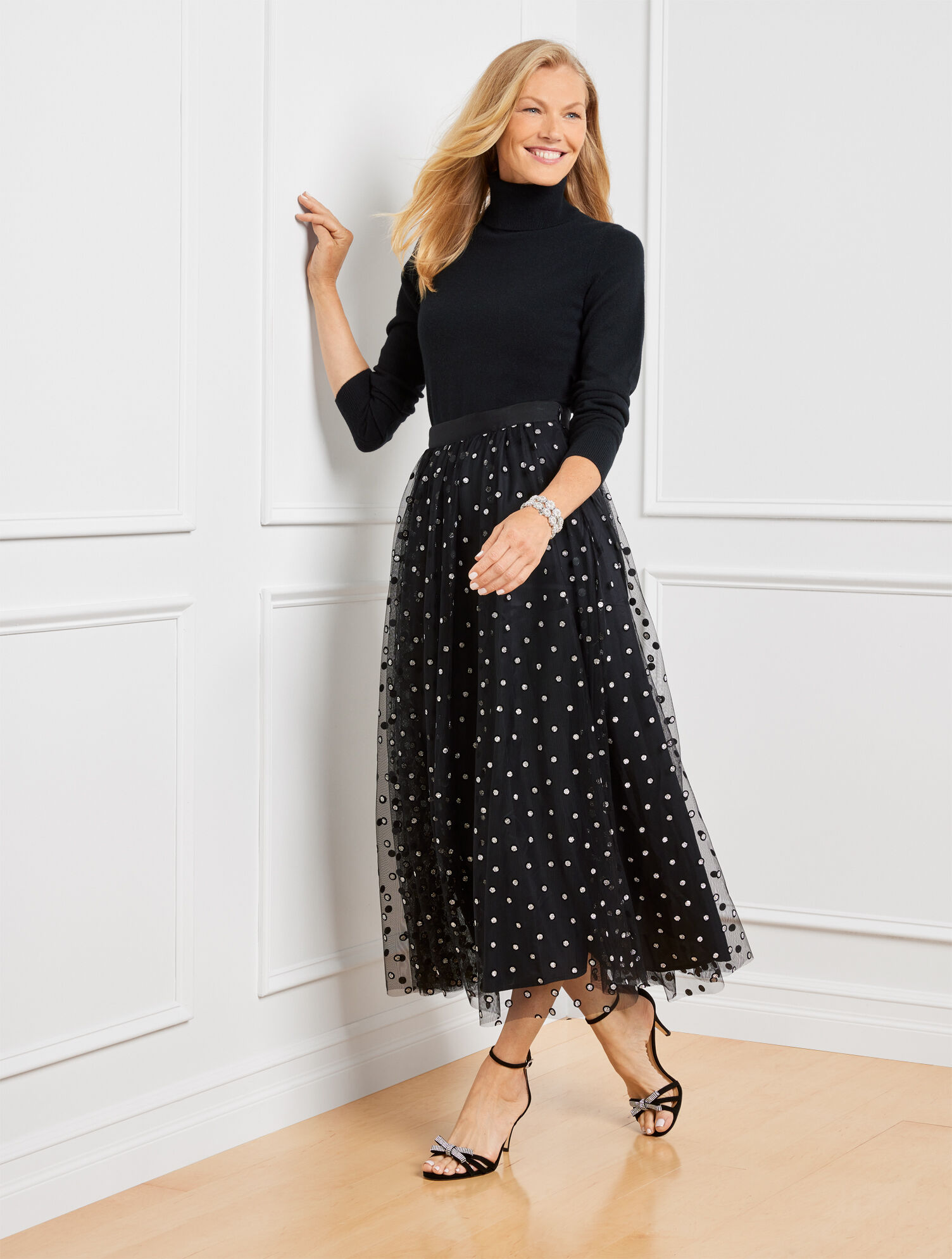 Glitter Dot Mesh Skirt | Talbots