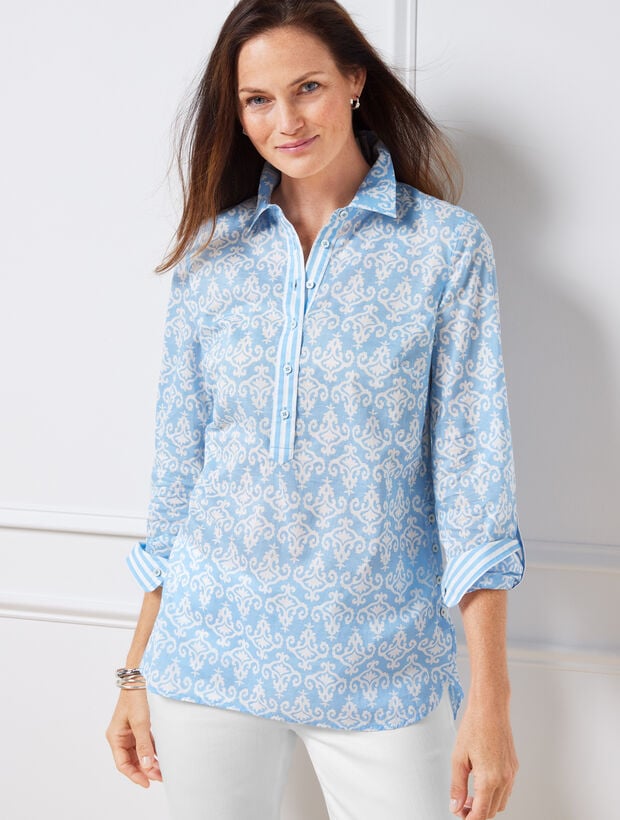 Button Detail Tunic - Abstract Medallion