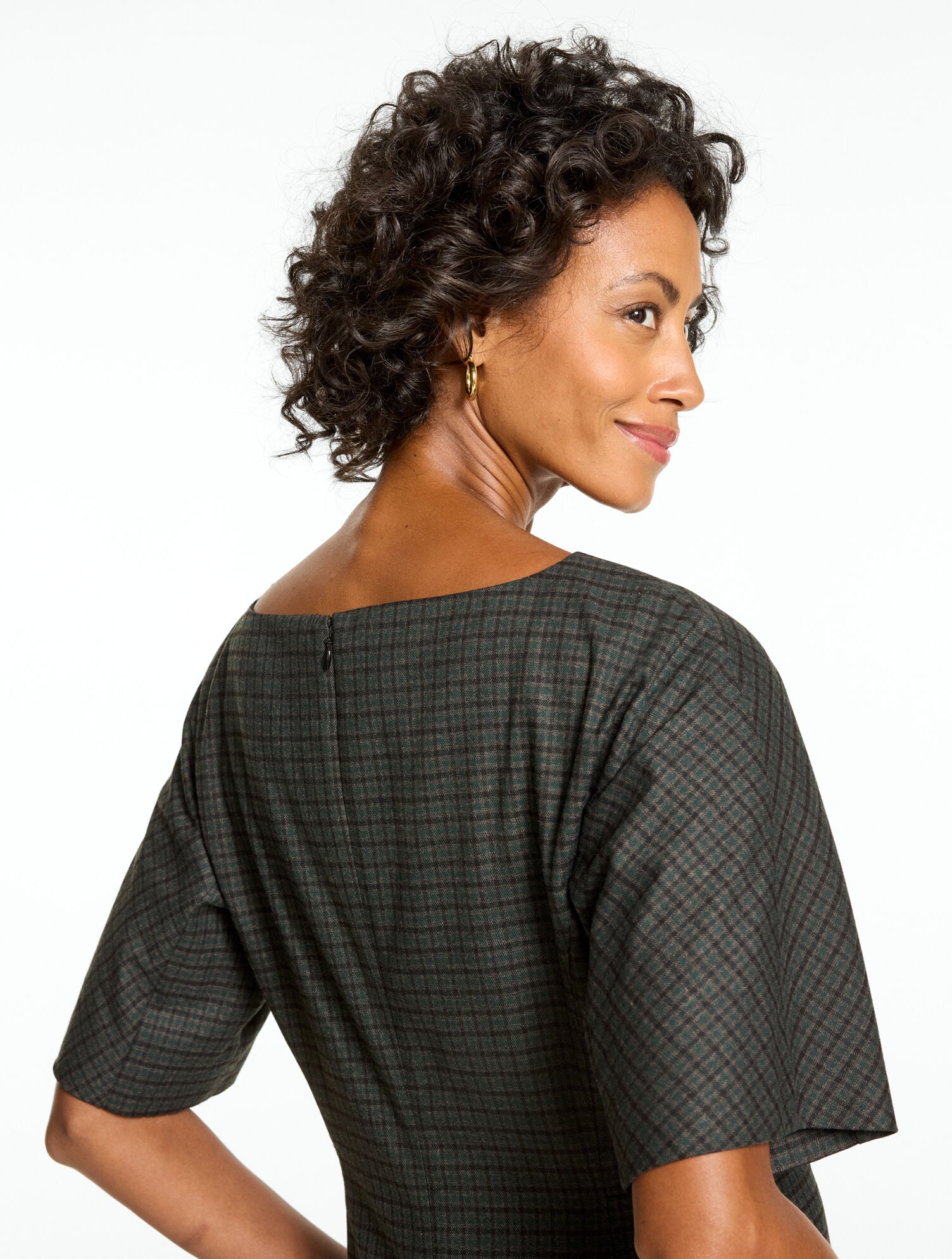 Dolman Sleeve Dress - Tomber Check - thumbnail 3
