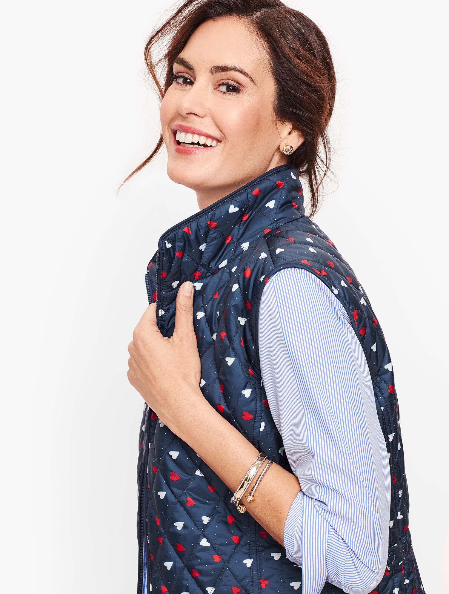 Diamond Quilted Vest - Heart Print