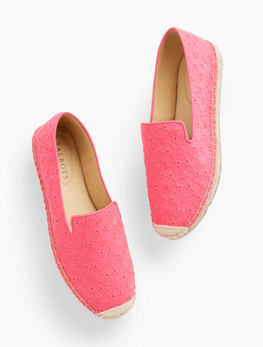 Izzy Espadrille Flats - Floral Chain Eyelet