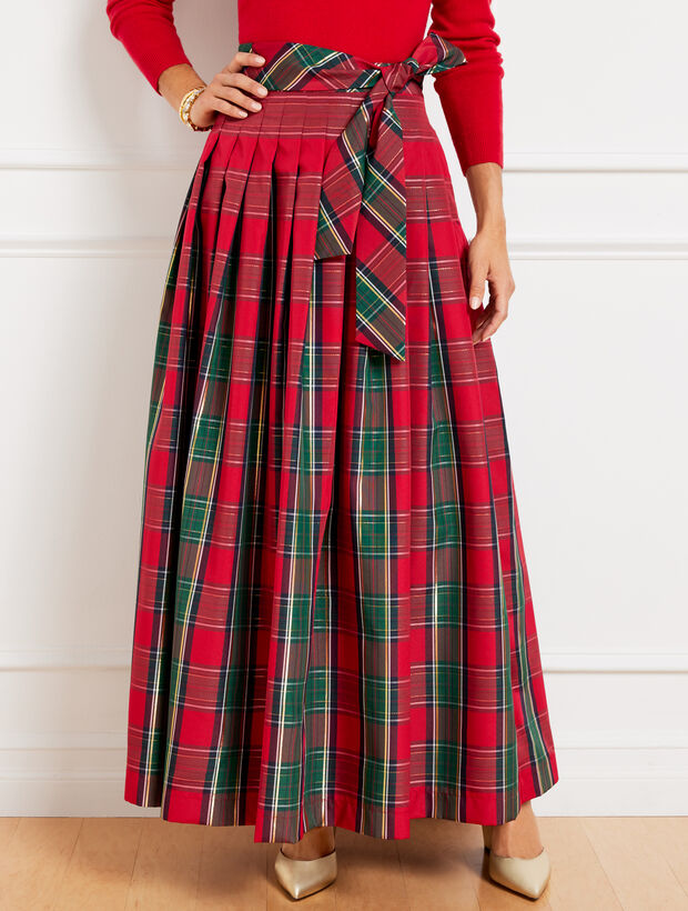 Taffeta Fit &amp; Flare Skirt - Plaid