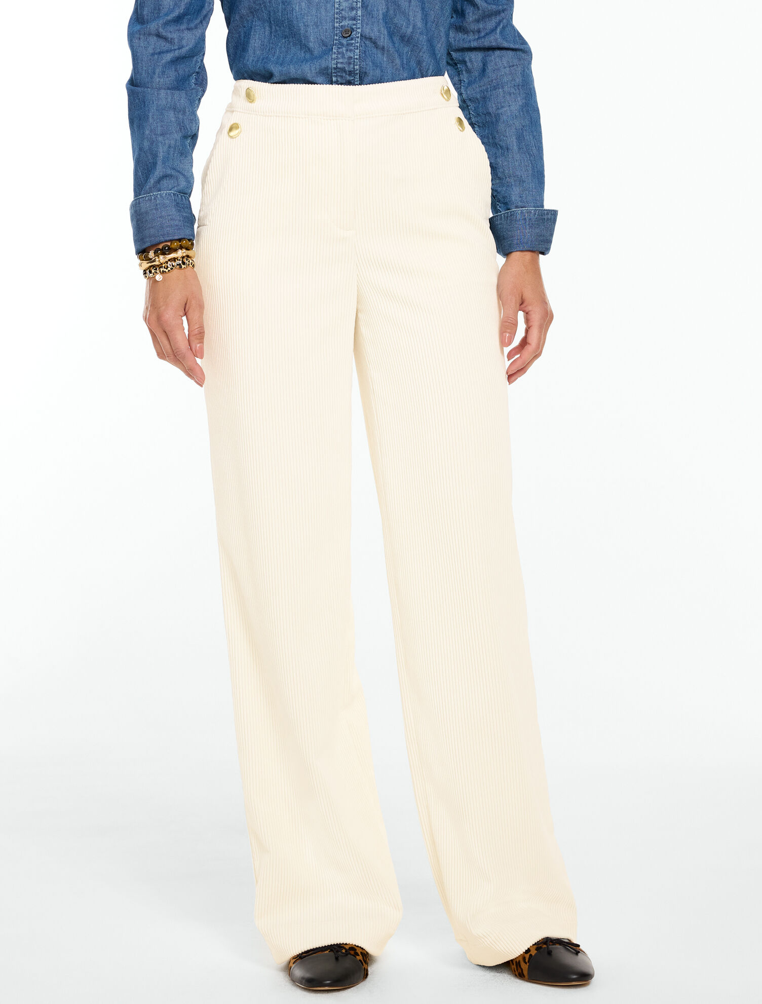 Corduroy Wide Leg Sailor Pants