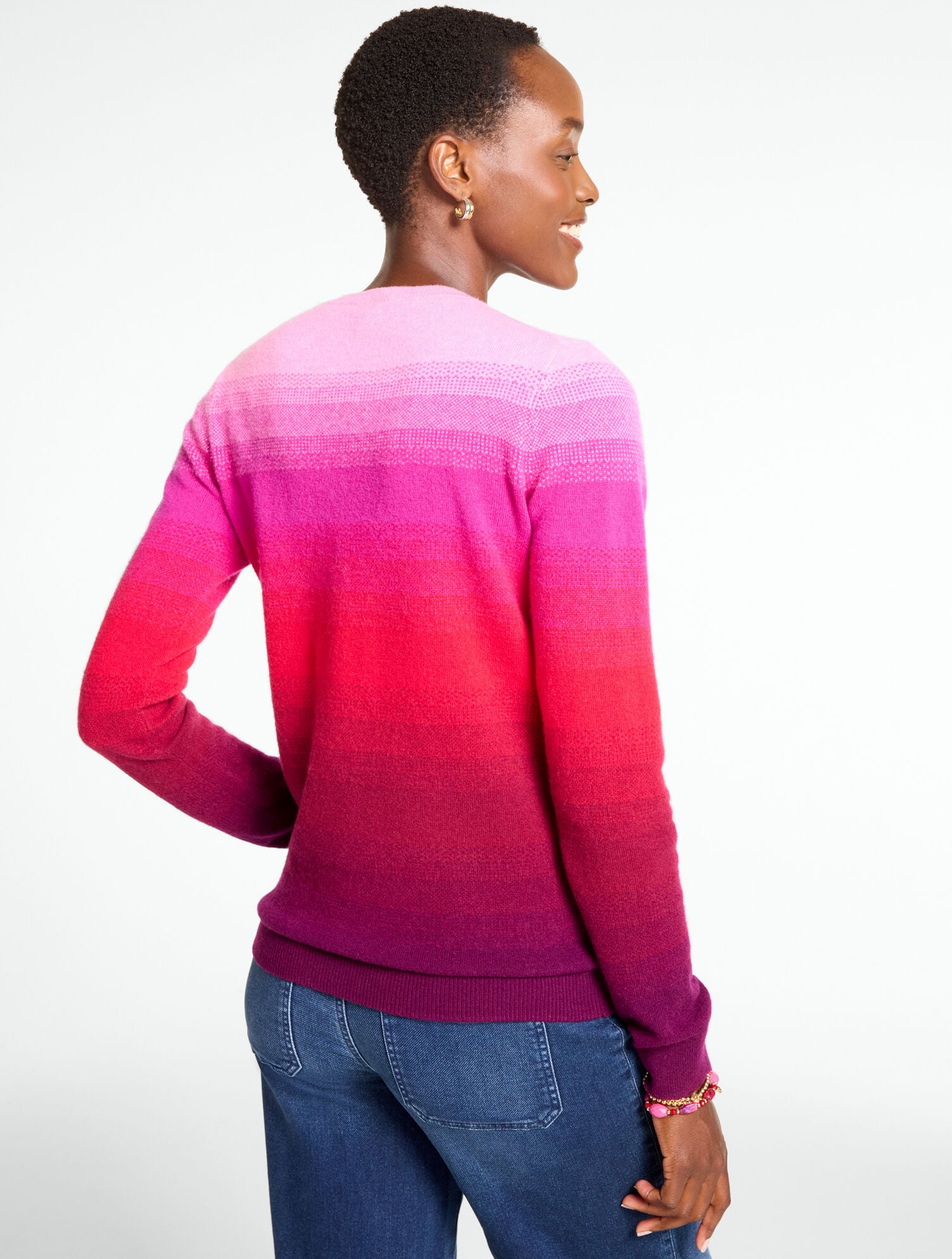 Cashmere Crewneck Sweater - Ombr&eacute; Stripe
