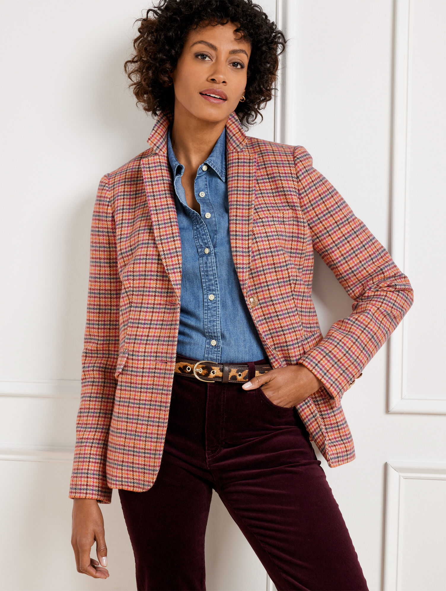 Classic Shetland Blazer Apple Plaid Talbots