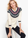 Fair Isle Trim Cardigan Sweater