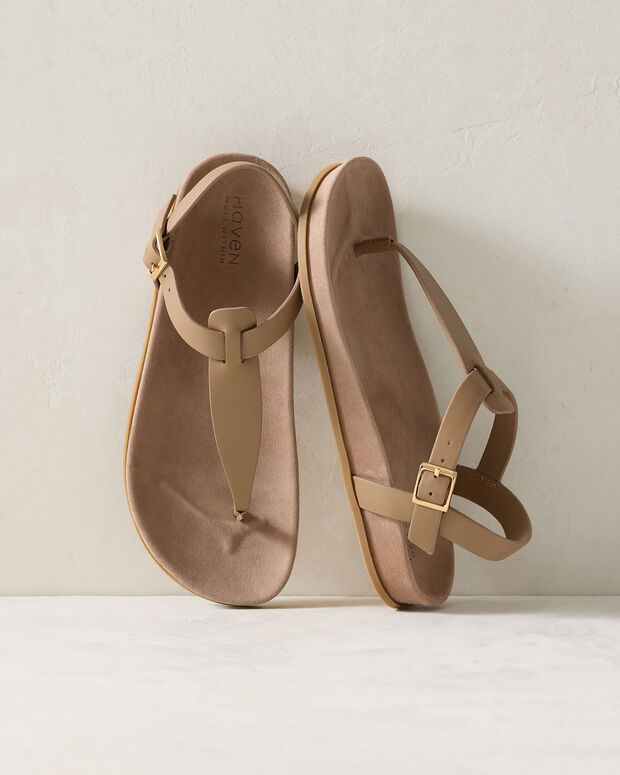 Leather and Suede Thong Sandal