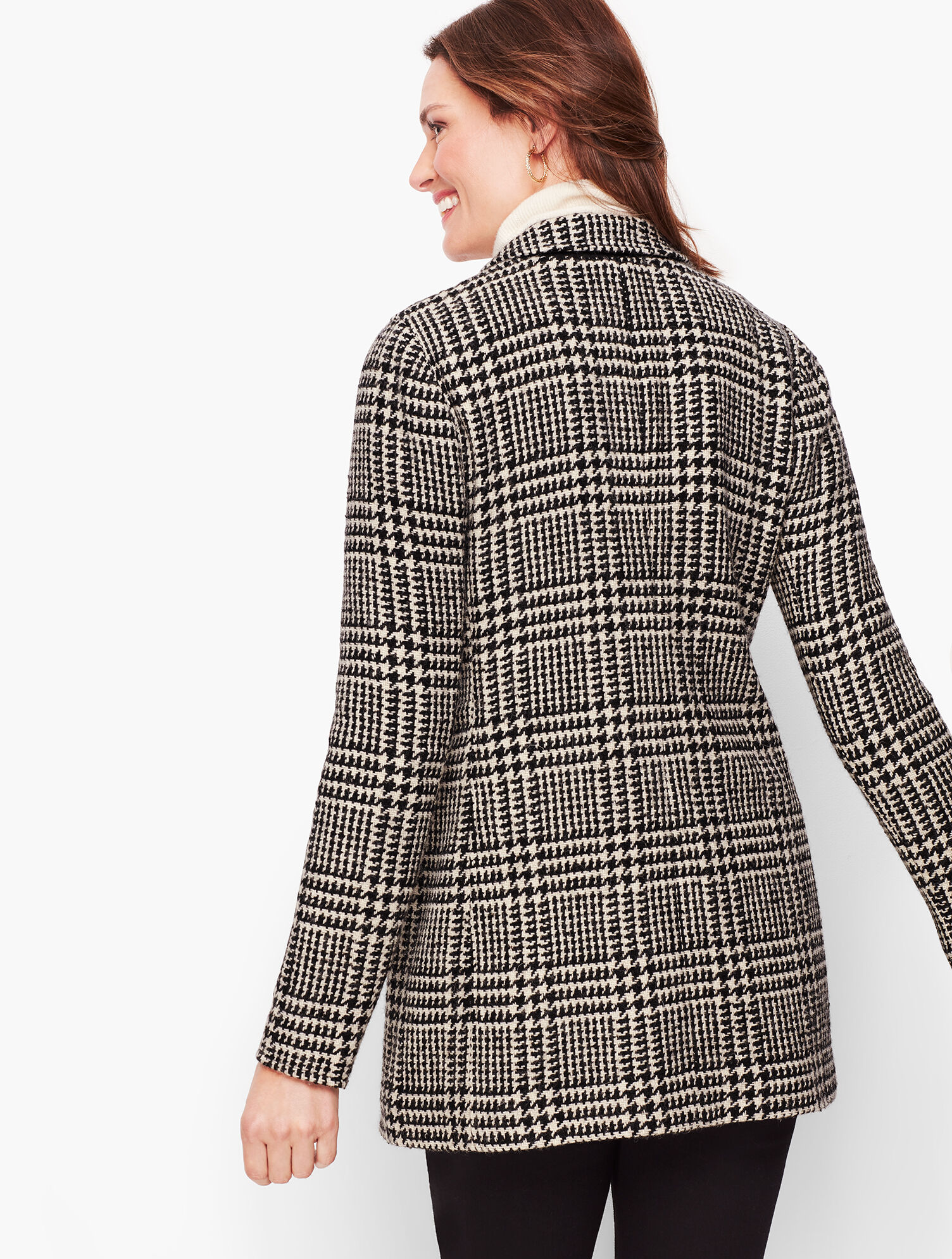 Long Boiled Wool Jacket - Plaid