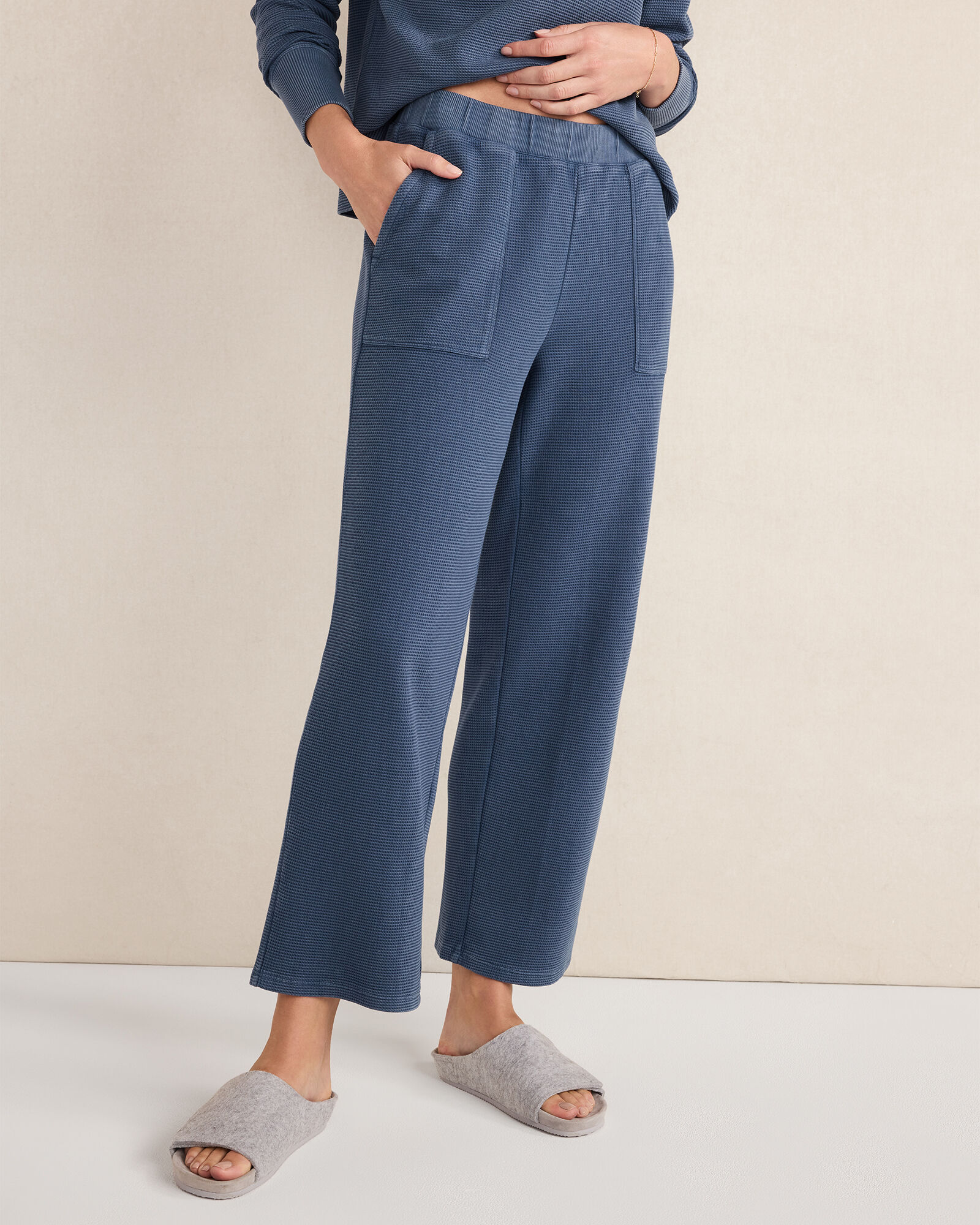 Organic Cotton Waffle Straight Leg Pants